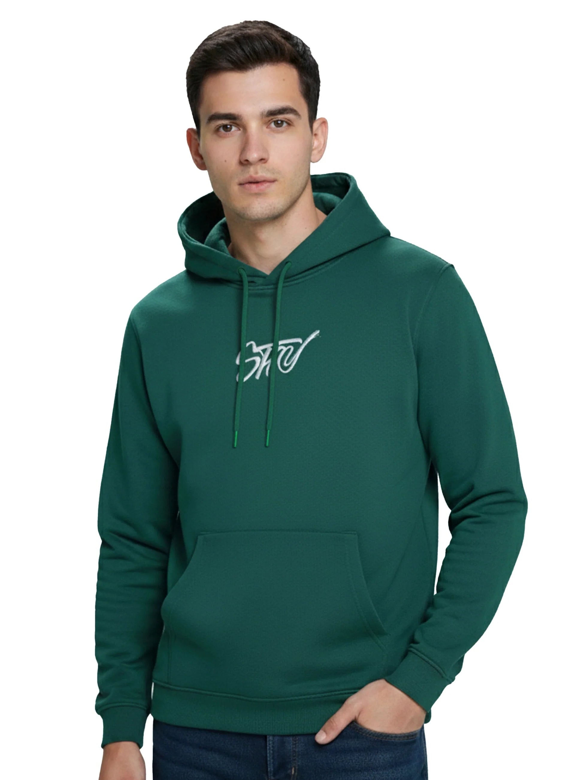 Warm Green Hoodie With Back Front Design