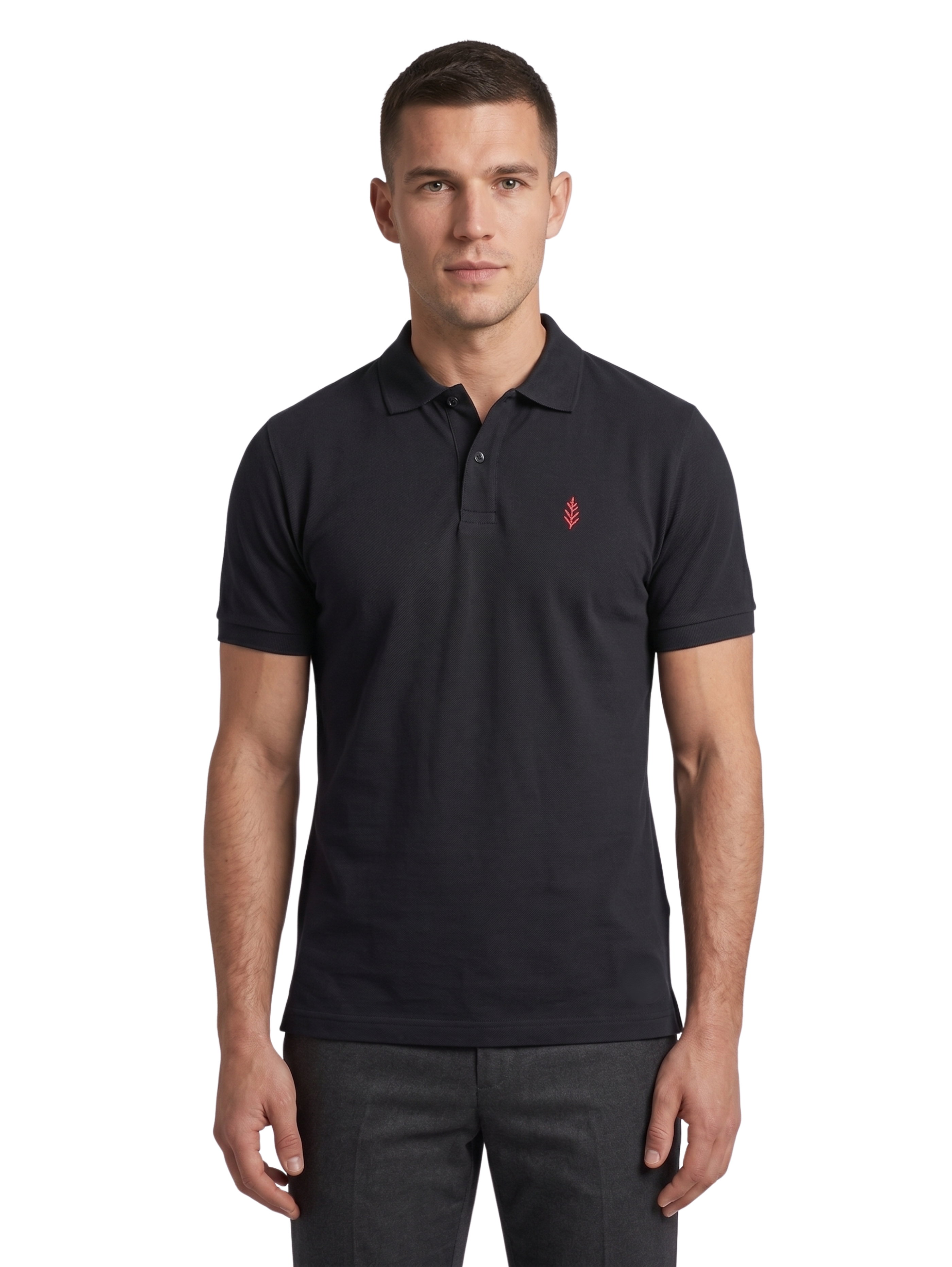 Black Short Sleeved Polo With Two Button To Close