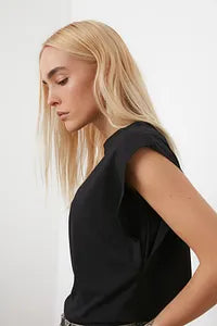 Trendyol Captain Style Cotton Black T-shirt