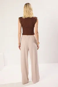 Trendyol Stretch Beige Pant With Lacing Detail