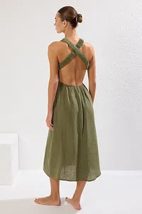 trendyol Green Maxi Cut Out Beach Dress