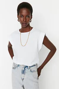 Trendyol Captain Style Cotton White T-shirt