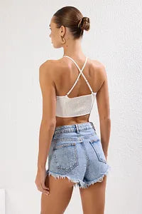 Trendyol Off White Woven Blouse With Beads Accessoires