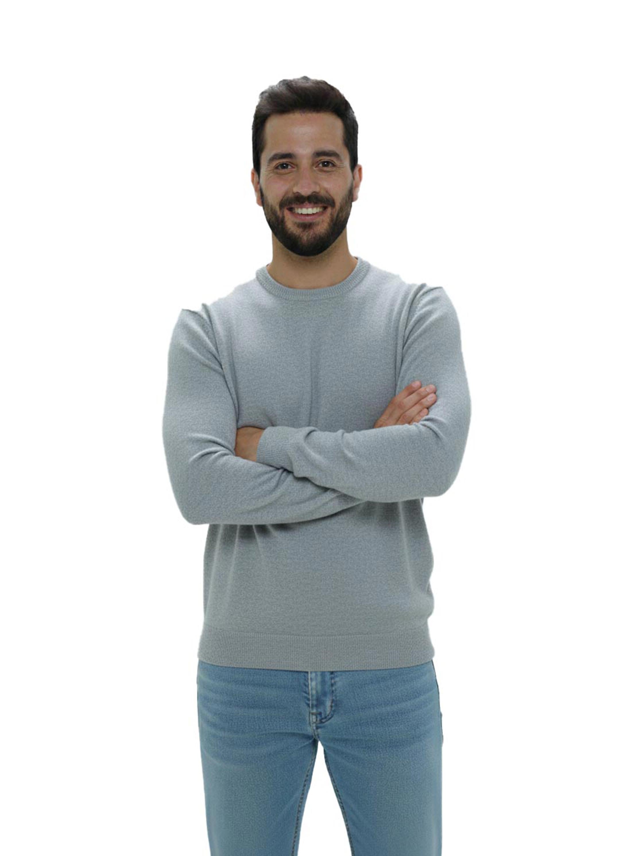 Round Neck Knitwear Light Grey Pullover