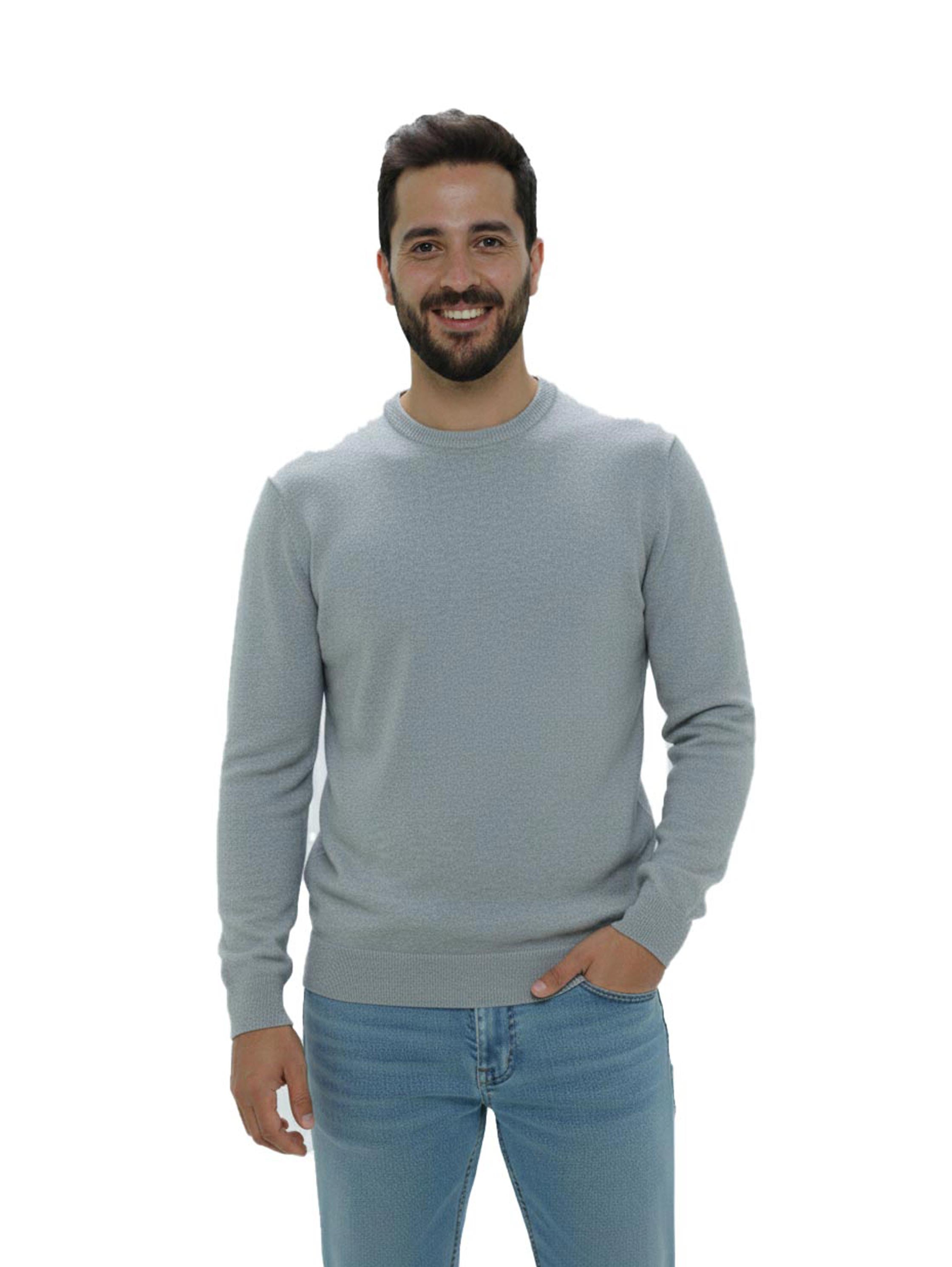 Round Neck Knitwear Light Grey Pullover