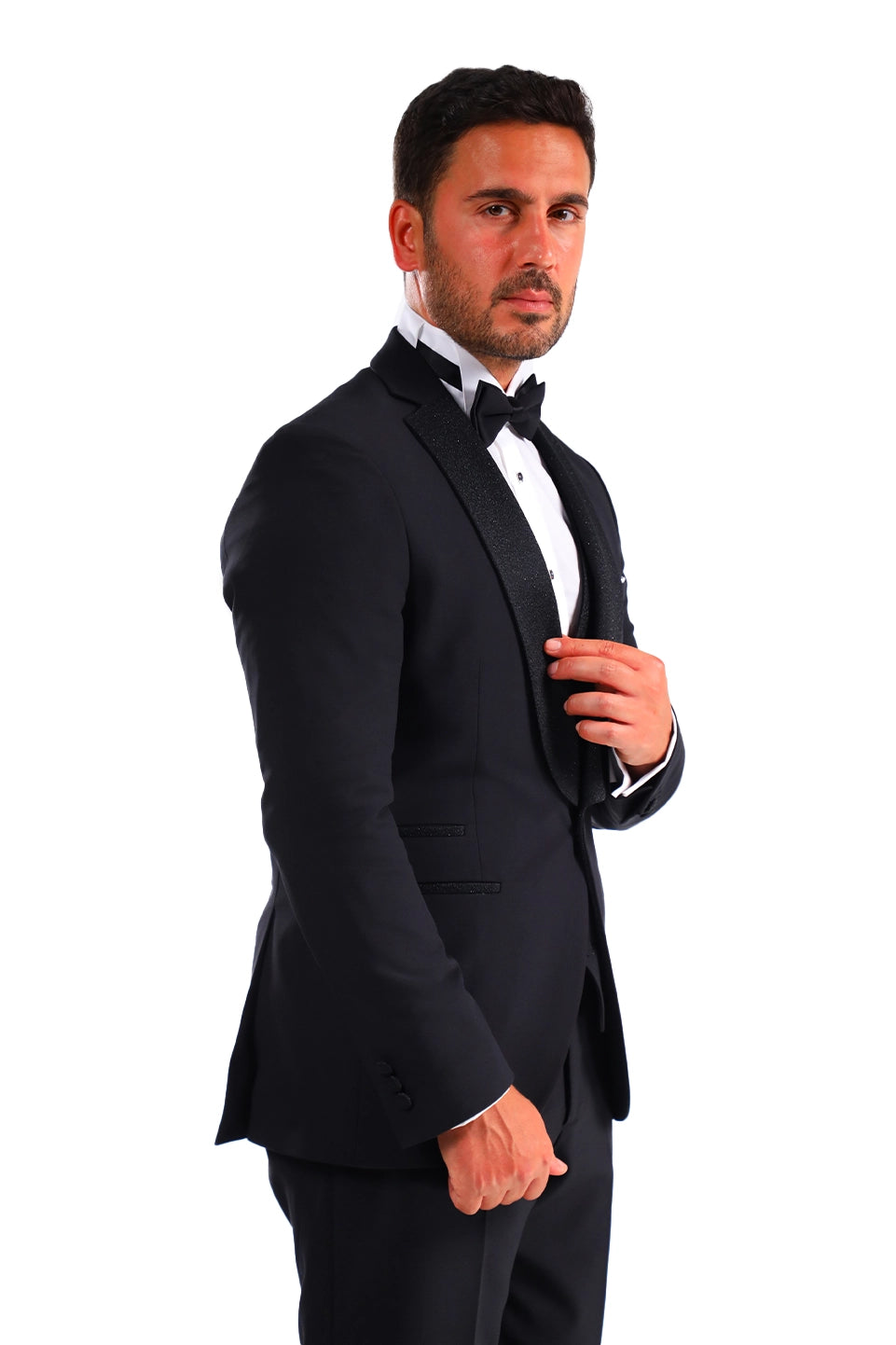 Black Tuxedo Classic Suit With Shining Details