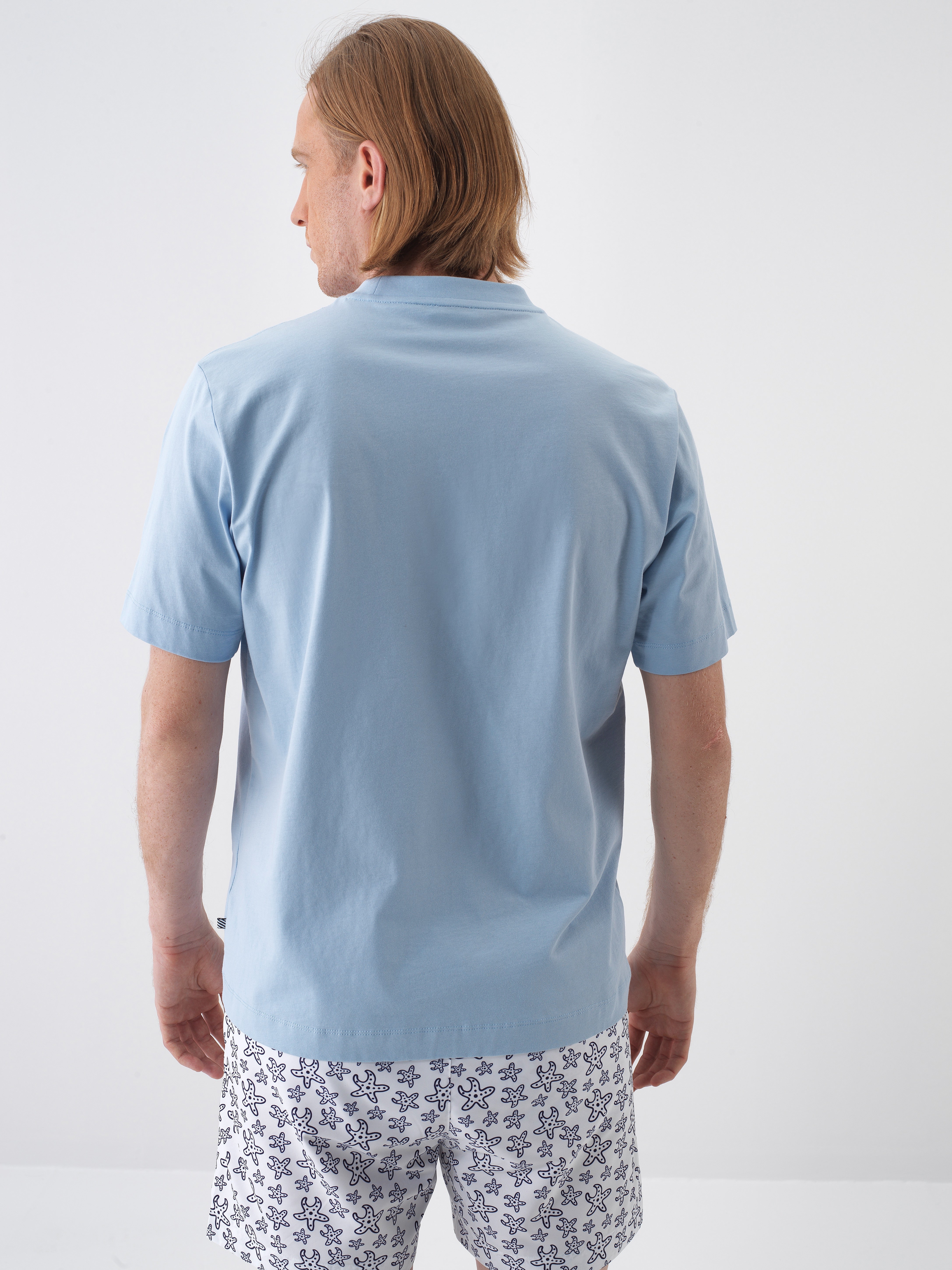 Xint Short Sleeve Blue T-shirt With Simple Logo
