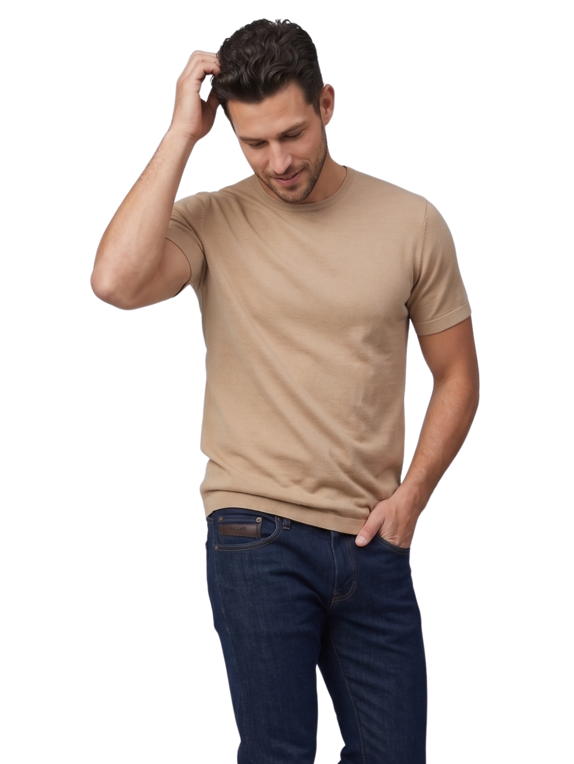 Short Sleeve Beige T-Shirt