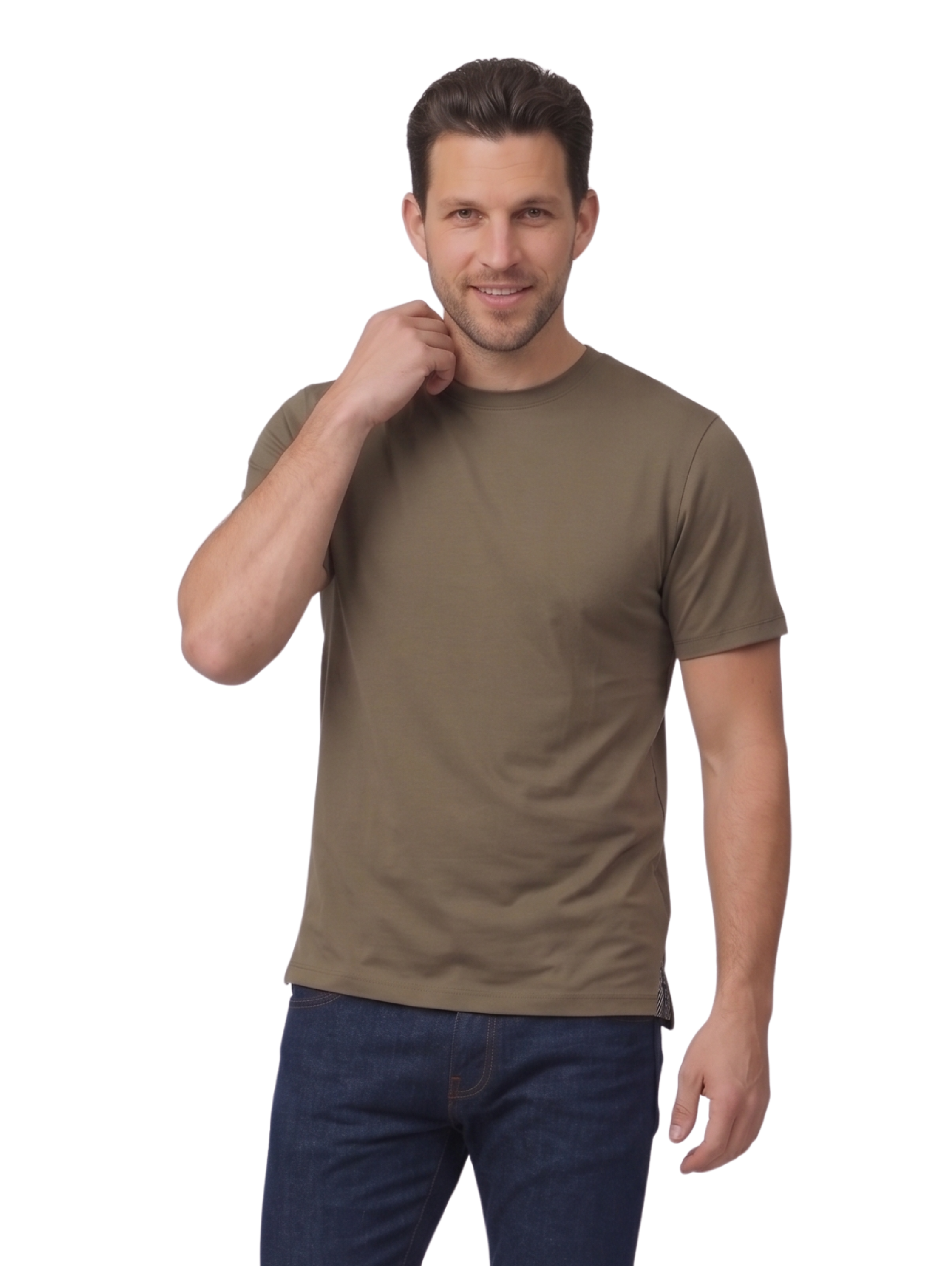 Round Neck Plain Olive T-shirt