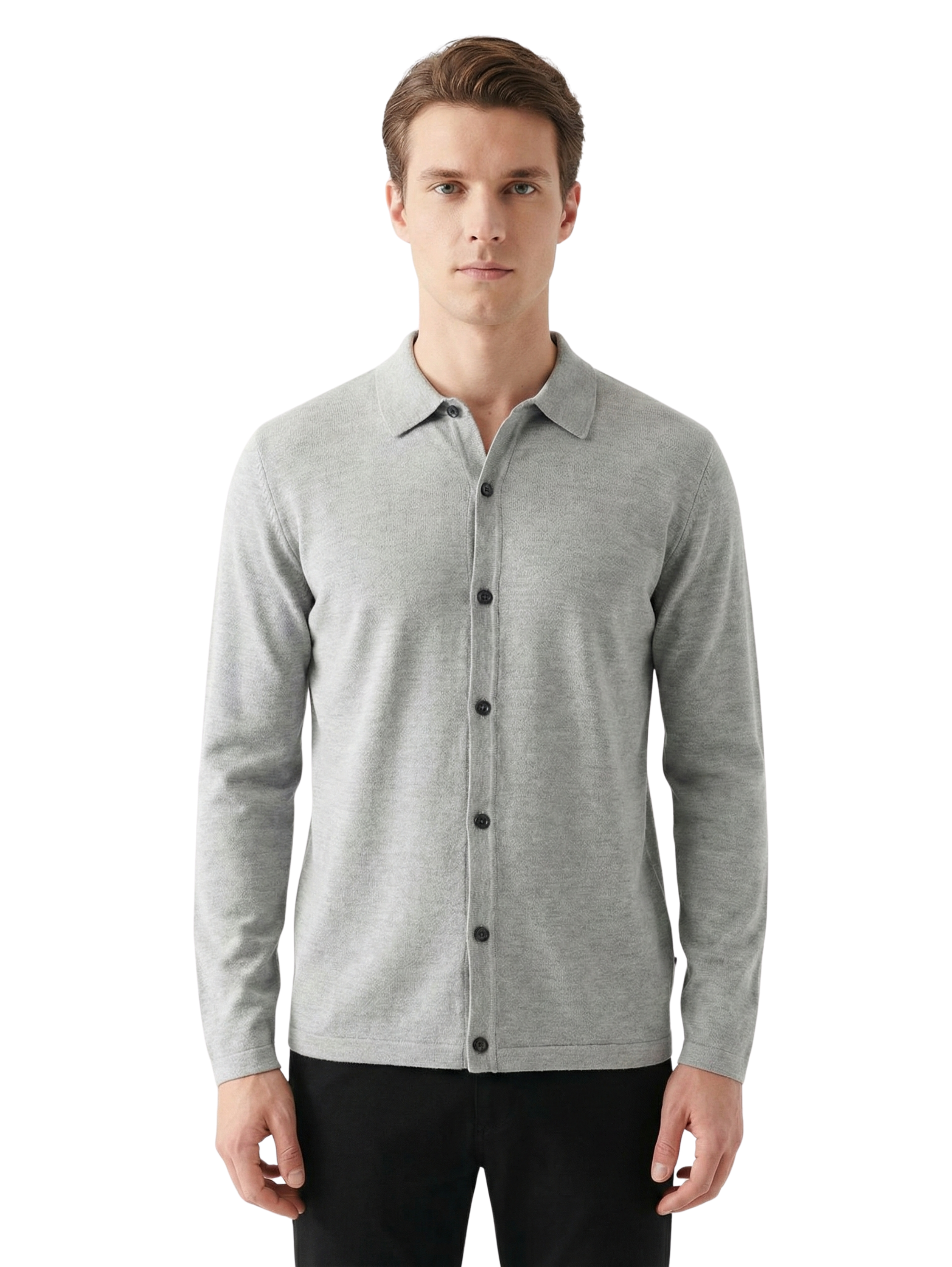 Damat Grey Knitted Shirt With Button To Close