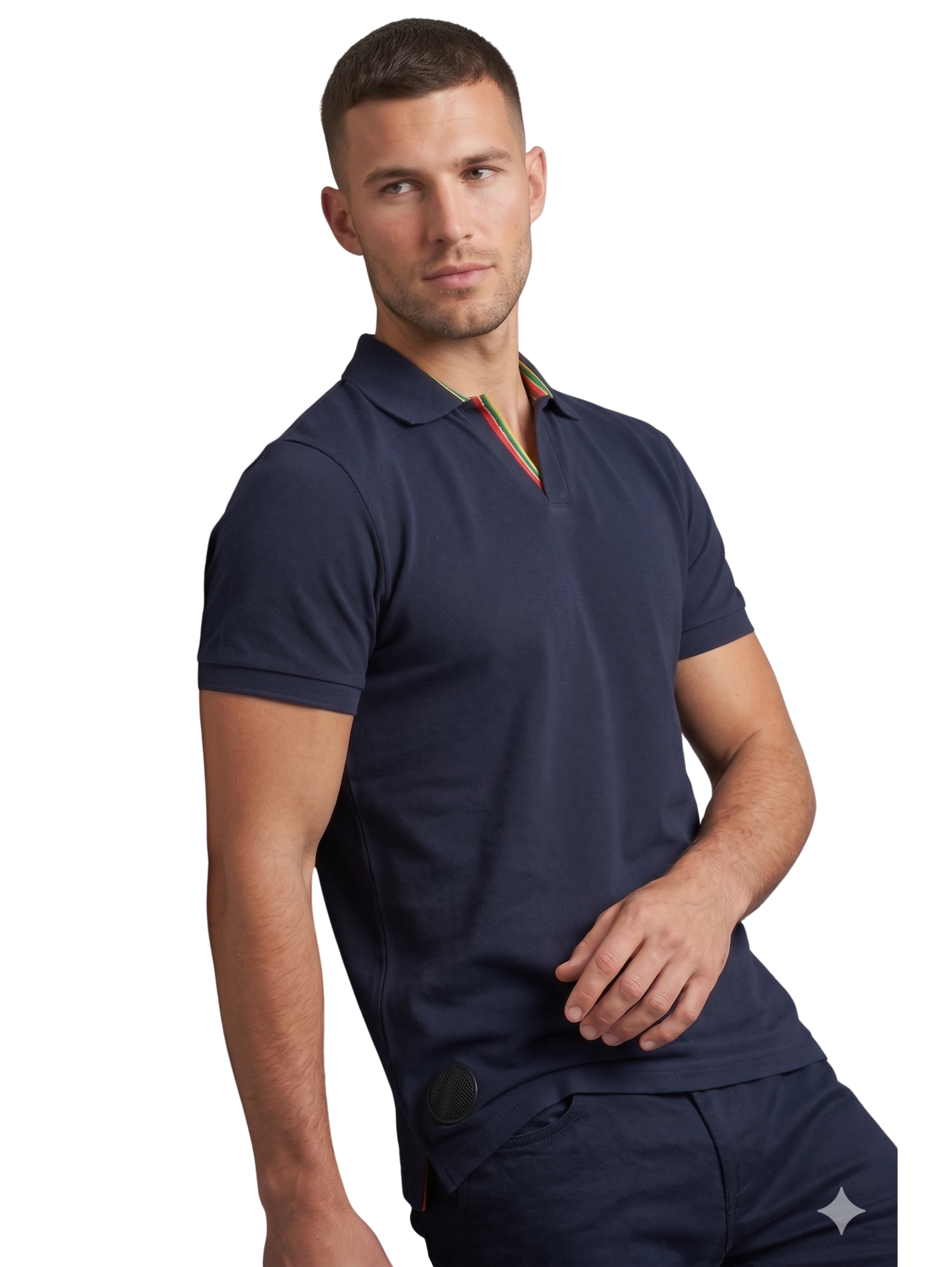 Navy Slim Fit Short Sleeved Polo