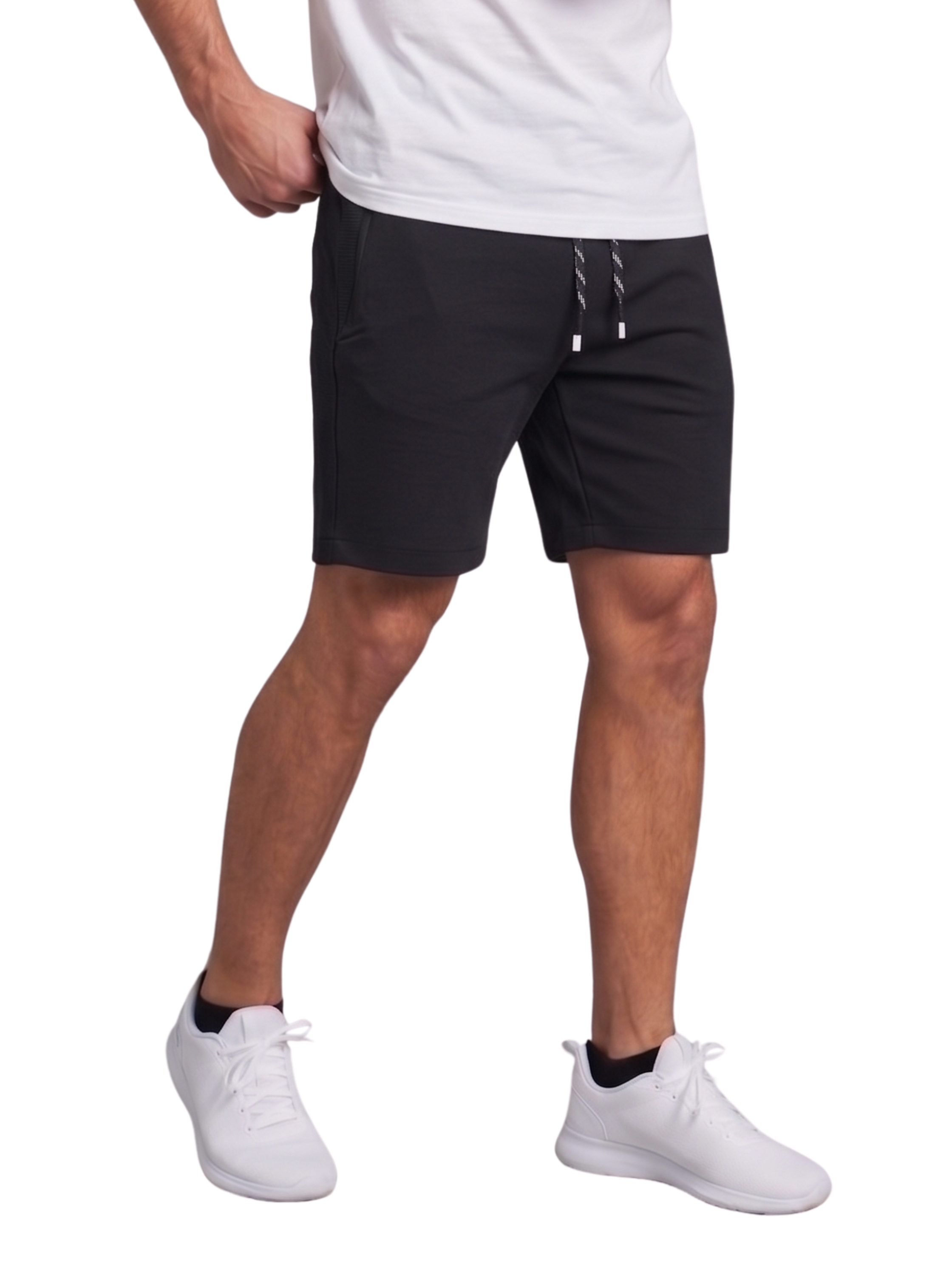 Xint Black Casual Cotton Regular Fit Short with Elastic Waistband