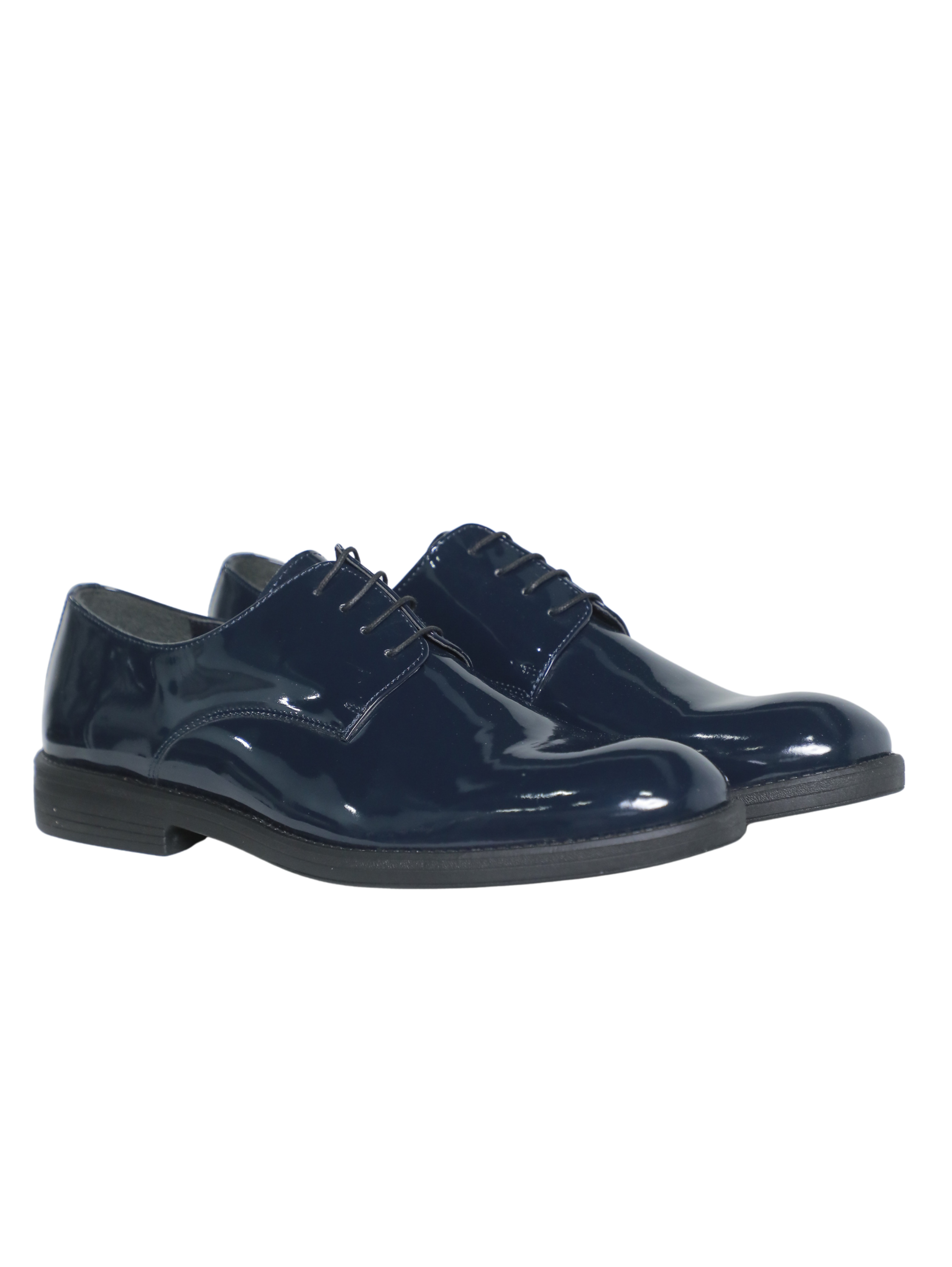 Glossy Navy Patent Tuxedo Classic Shoes