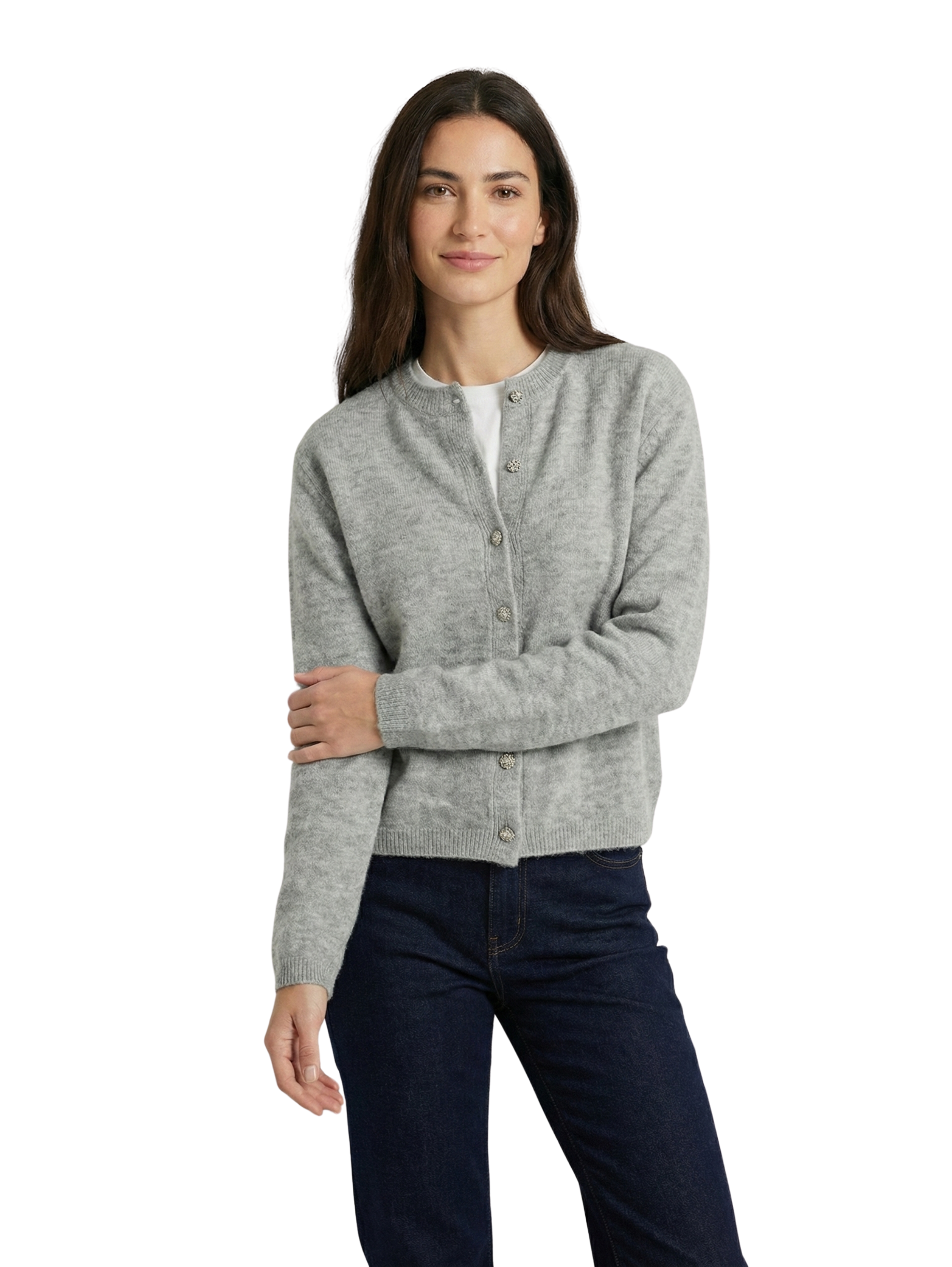 Long Sleeved Grey Buttoned Pullover