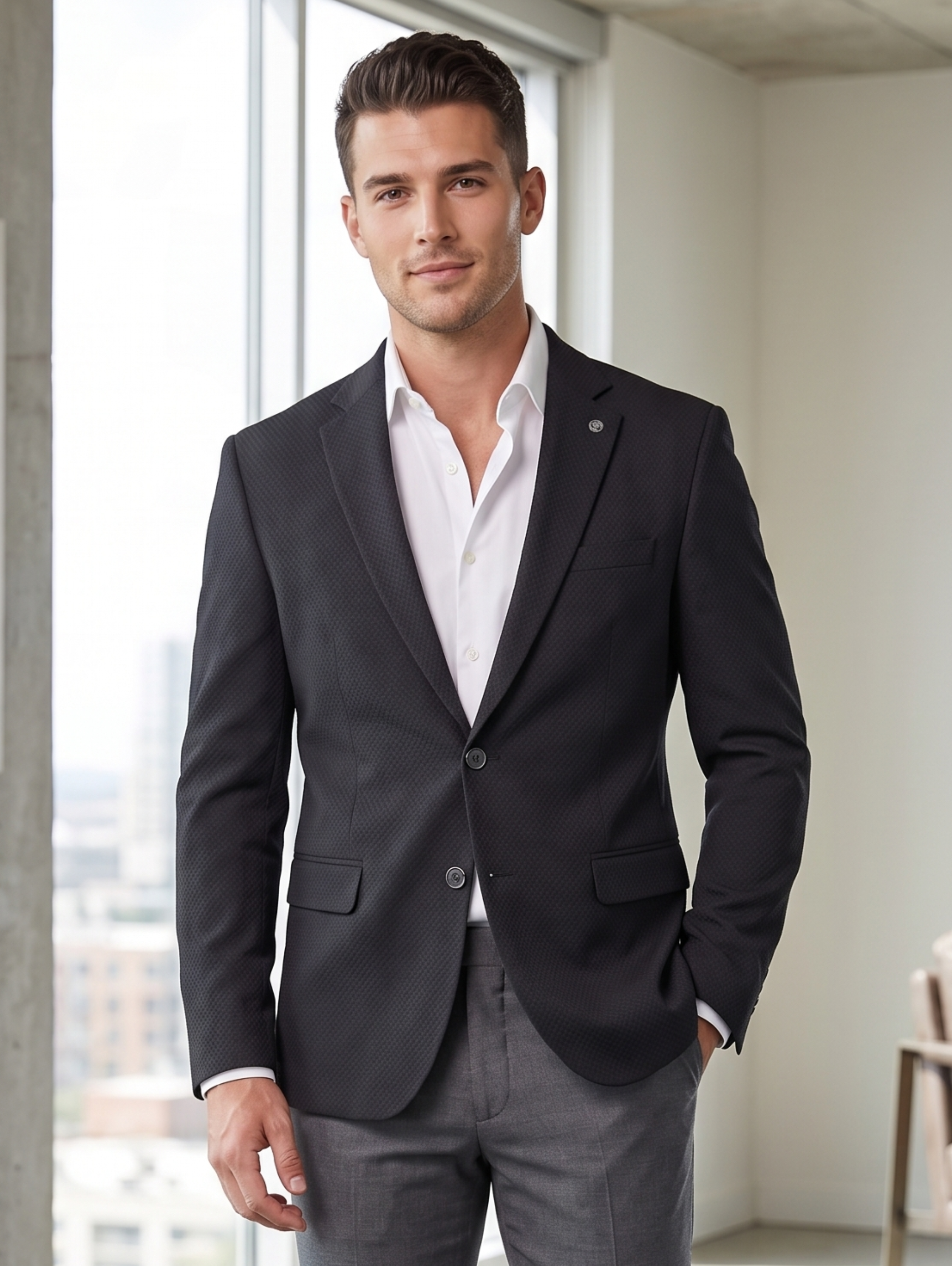 Black Twin Button Cobalt Blazer