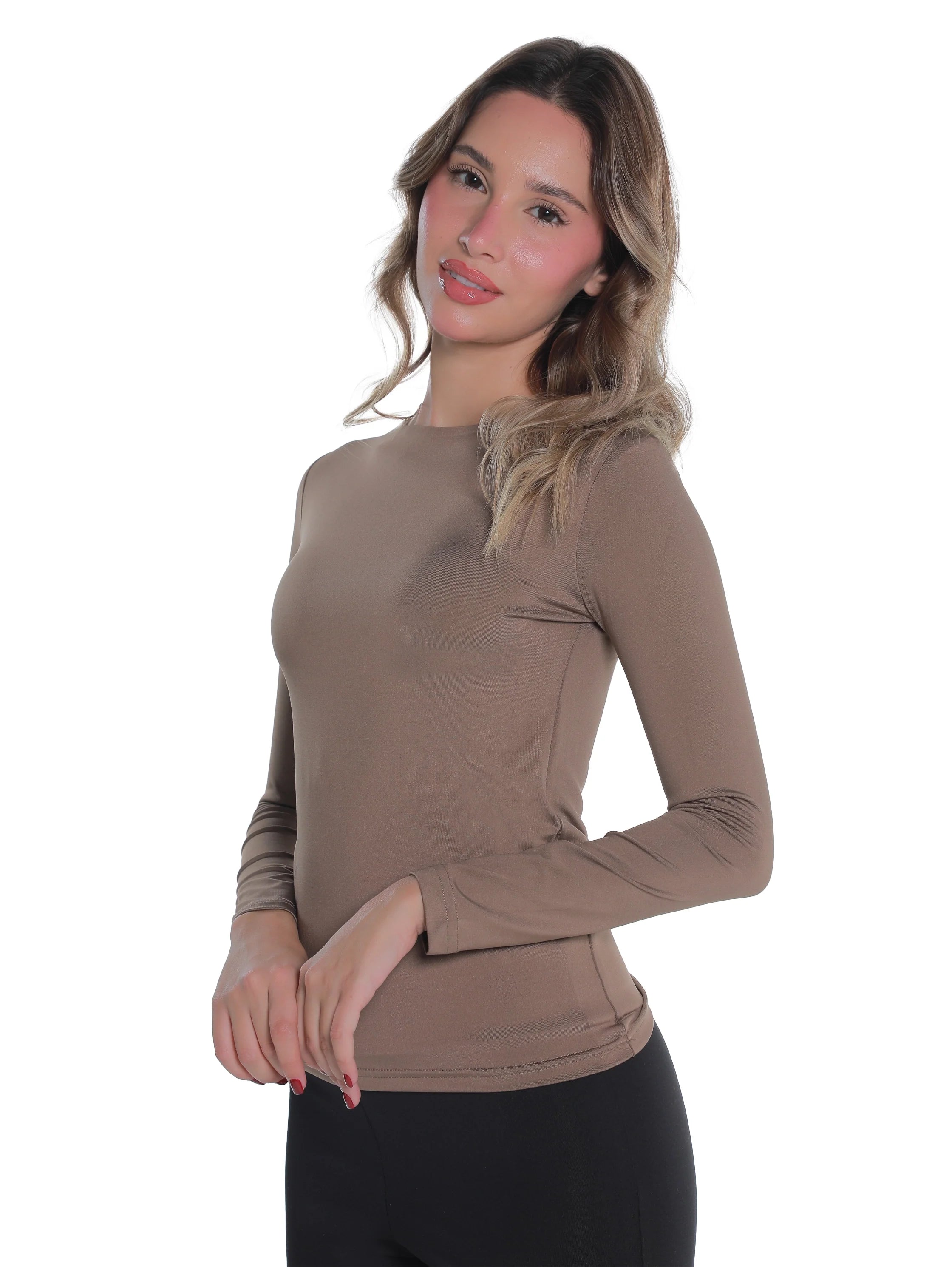 Long Sleeved Hazel Basic Top Round Neck