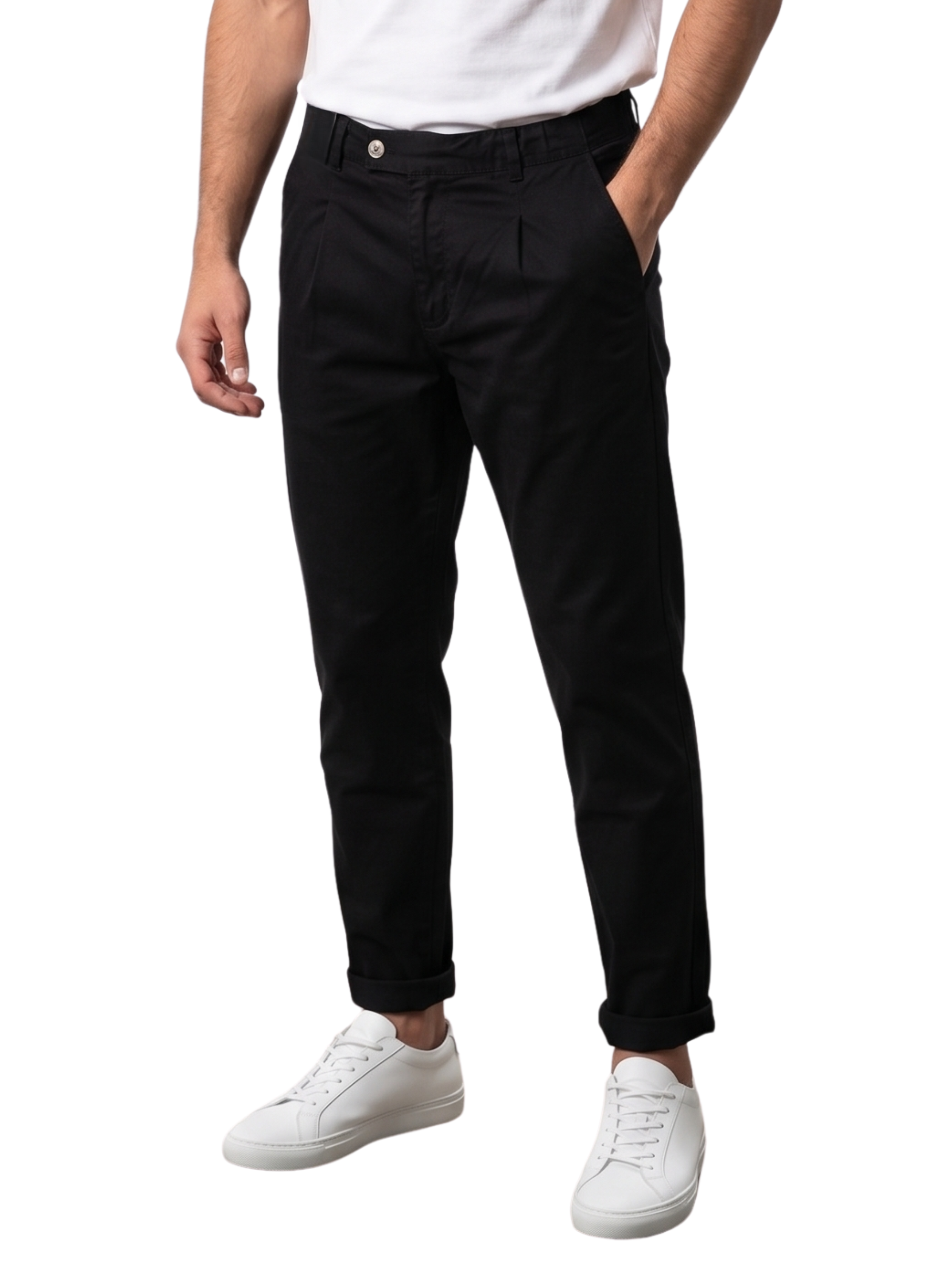 Black Chino-Style Jogger Pants