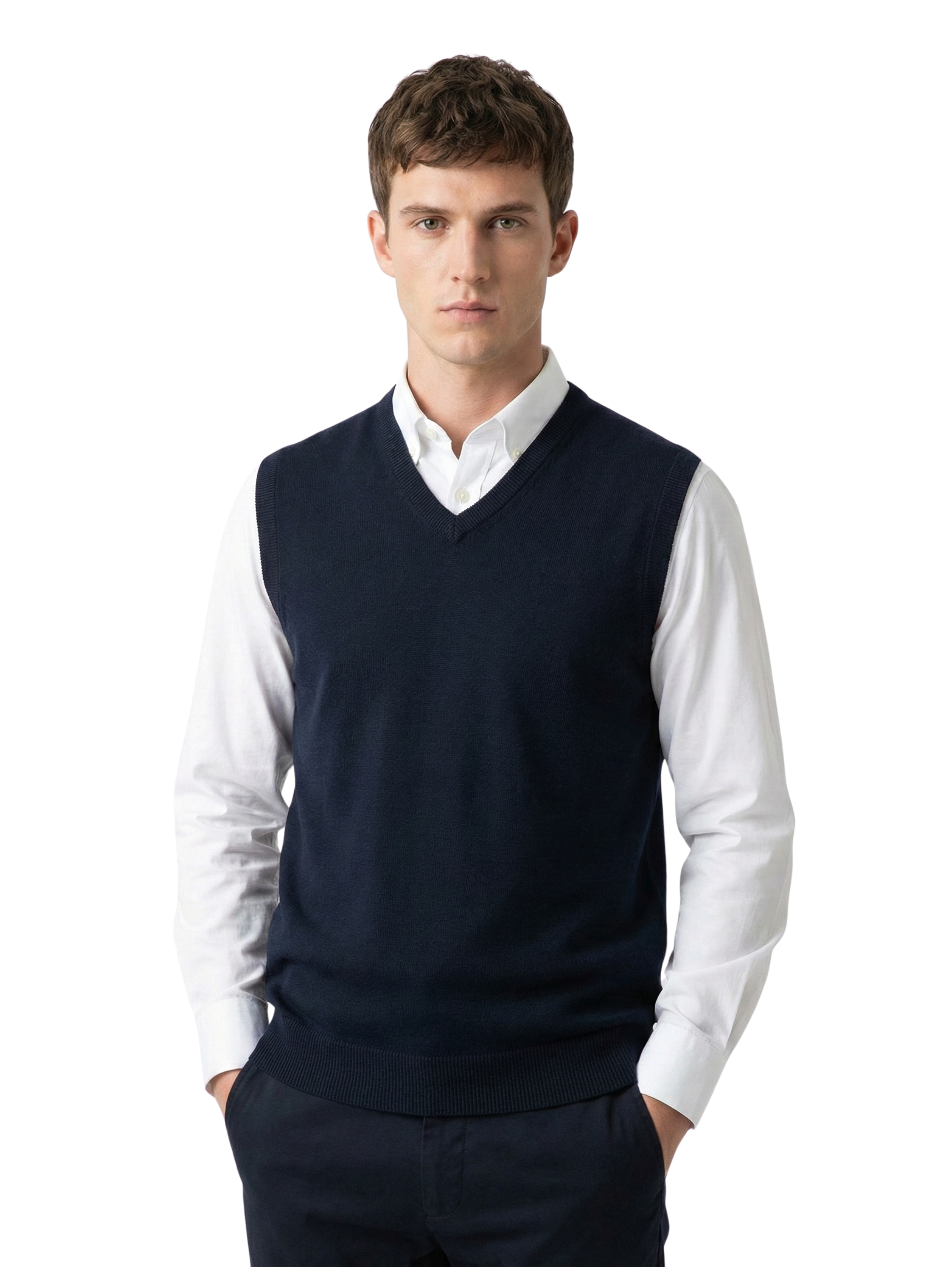 Damat Navy Sleeveless V- Neck Pullover