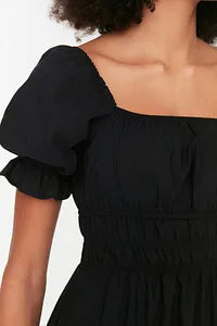 Trendyol Open Ballon Sleeve Black Dress