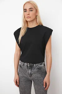 Trendyol Captain Style Cotton Black T-shirt