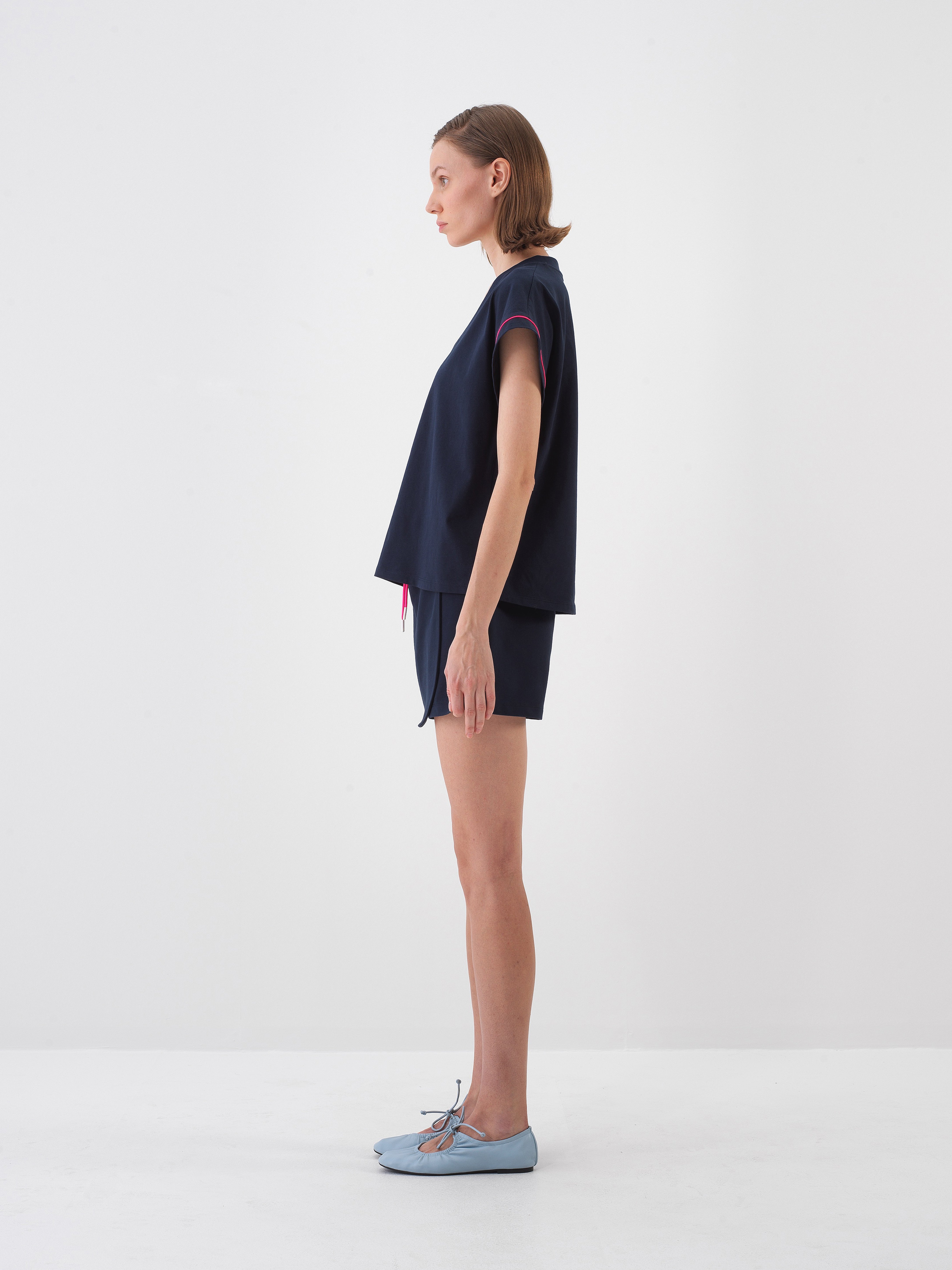 Xint Navy Blue Oversize Cotton T-Shirt