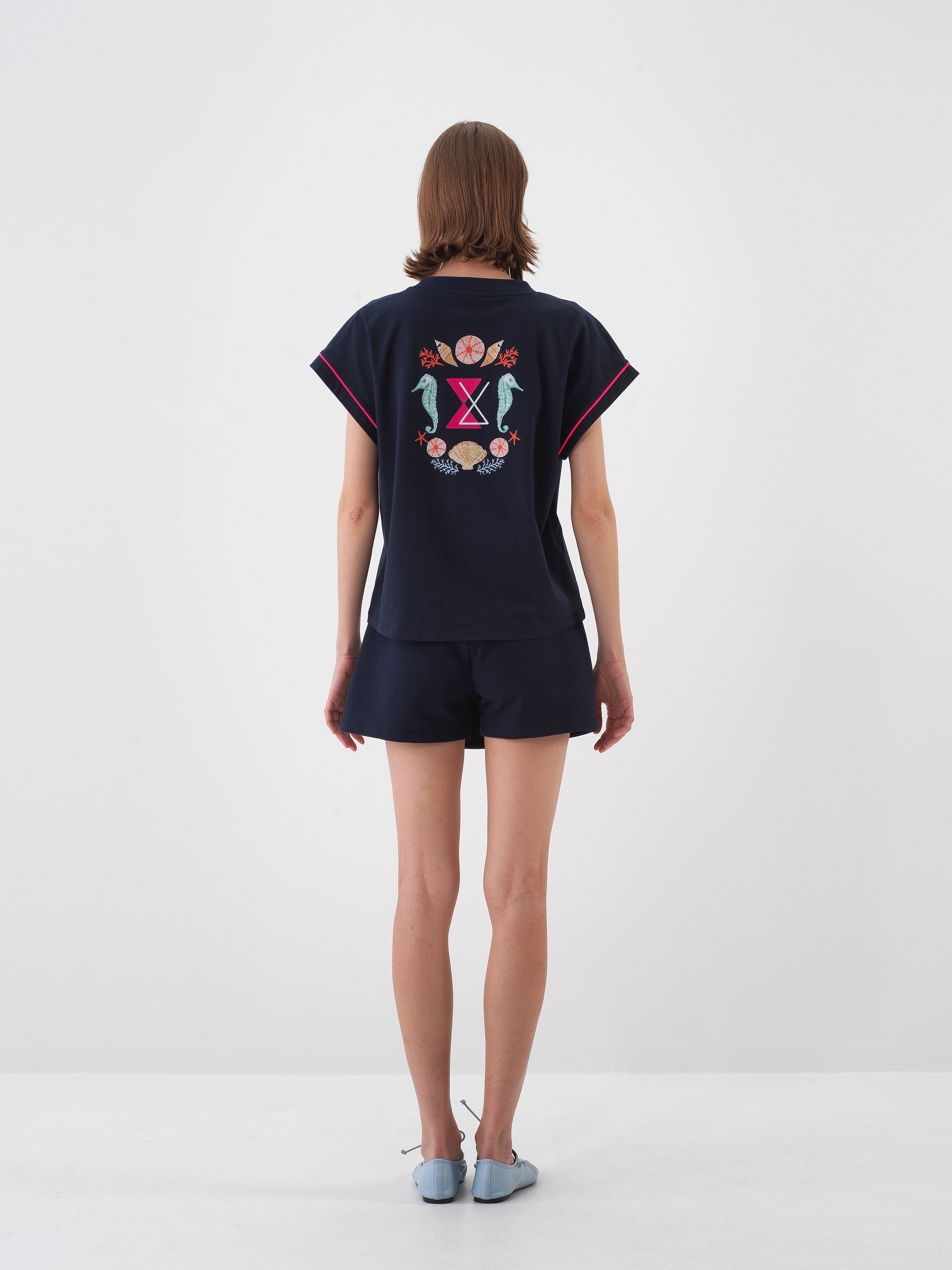 Xint Navy Blue Oversize Cotton T-Shirt