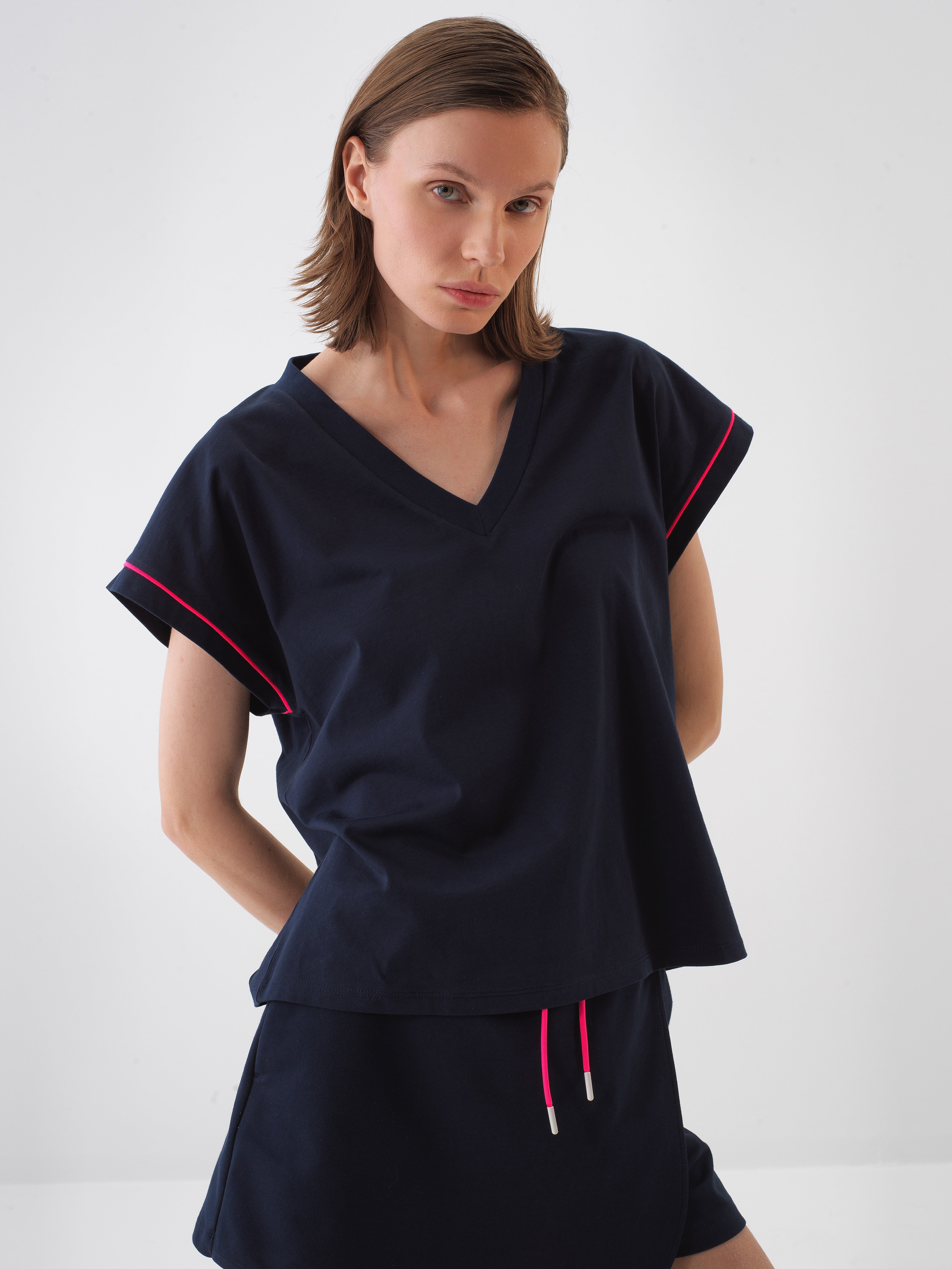 Xint Navy Blue Oversize Cotton T-Shirt