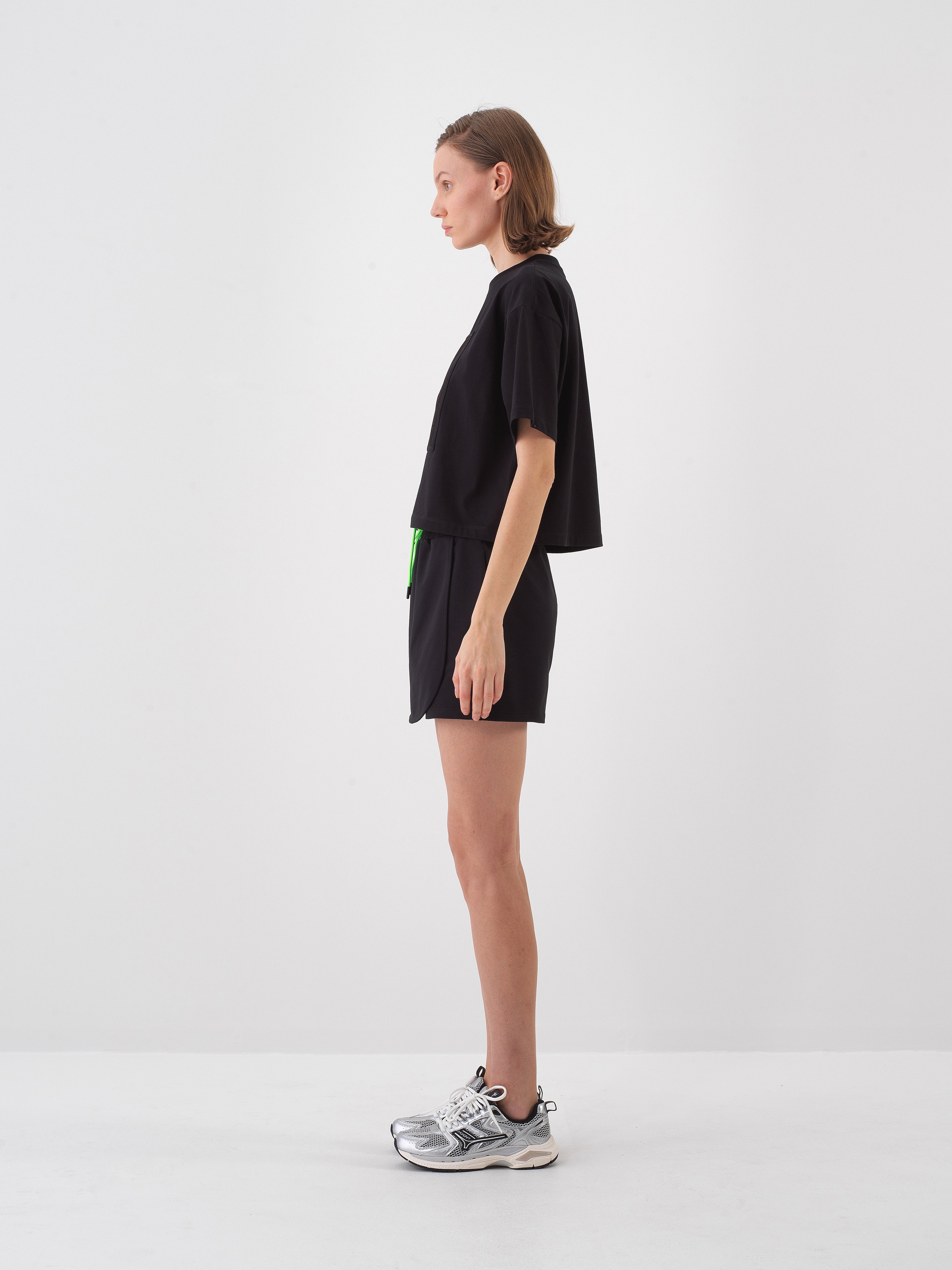 Xint Black Cotton T-Shirt With Front Design