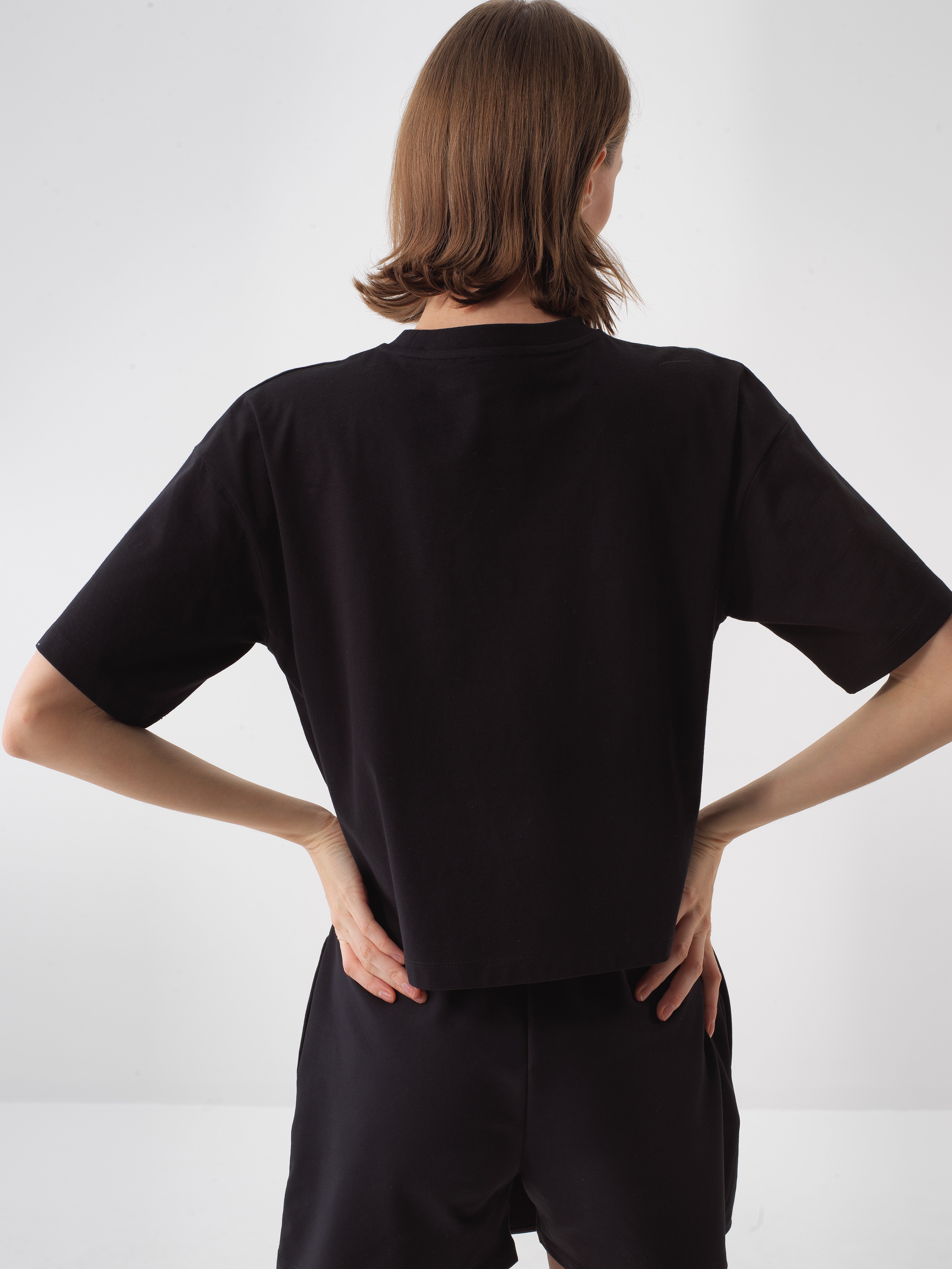 Xint Black Cotton T-Shirt With Front Design