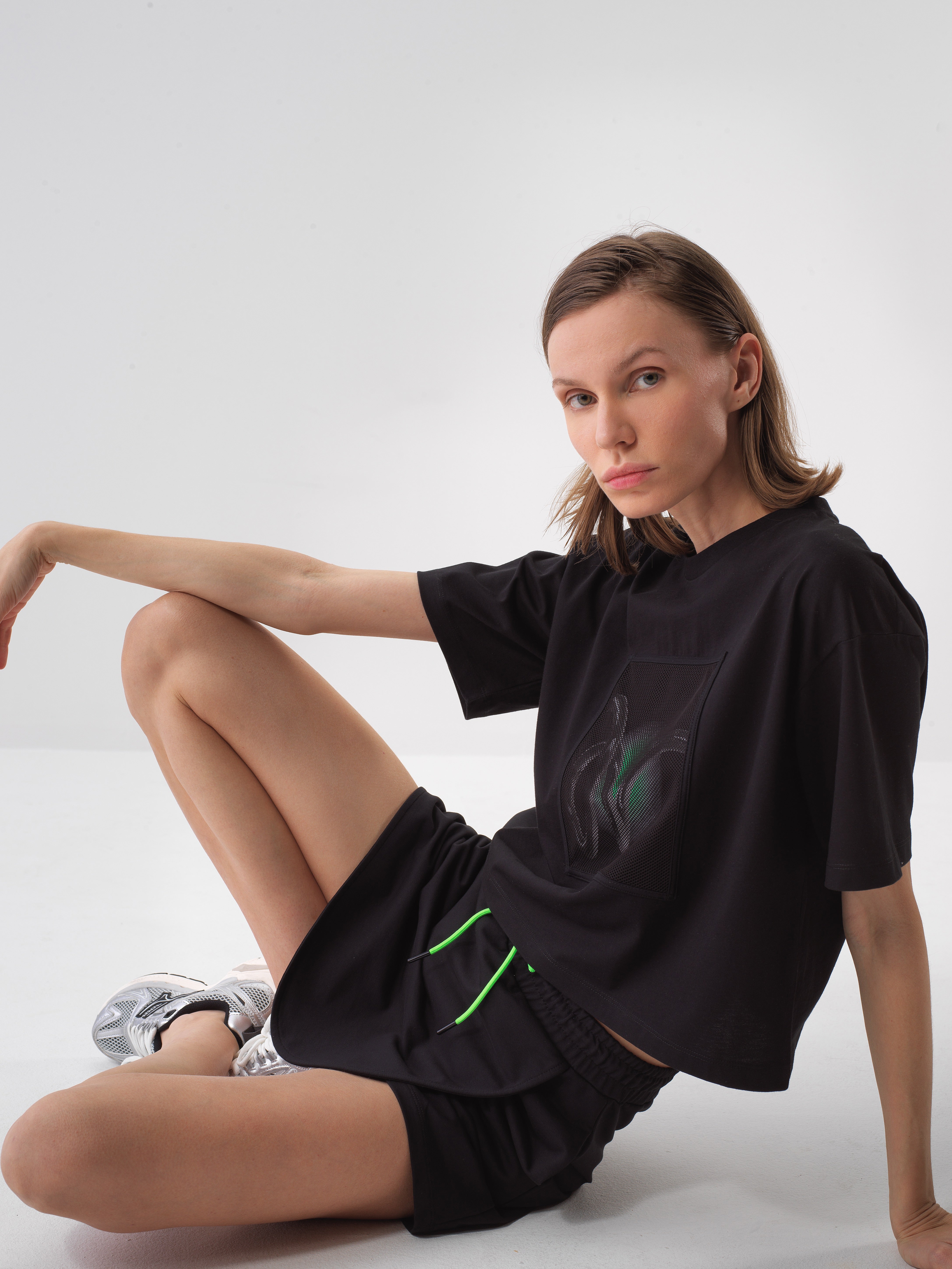 Xint Black Cotton T-Shirt With Front Design