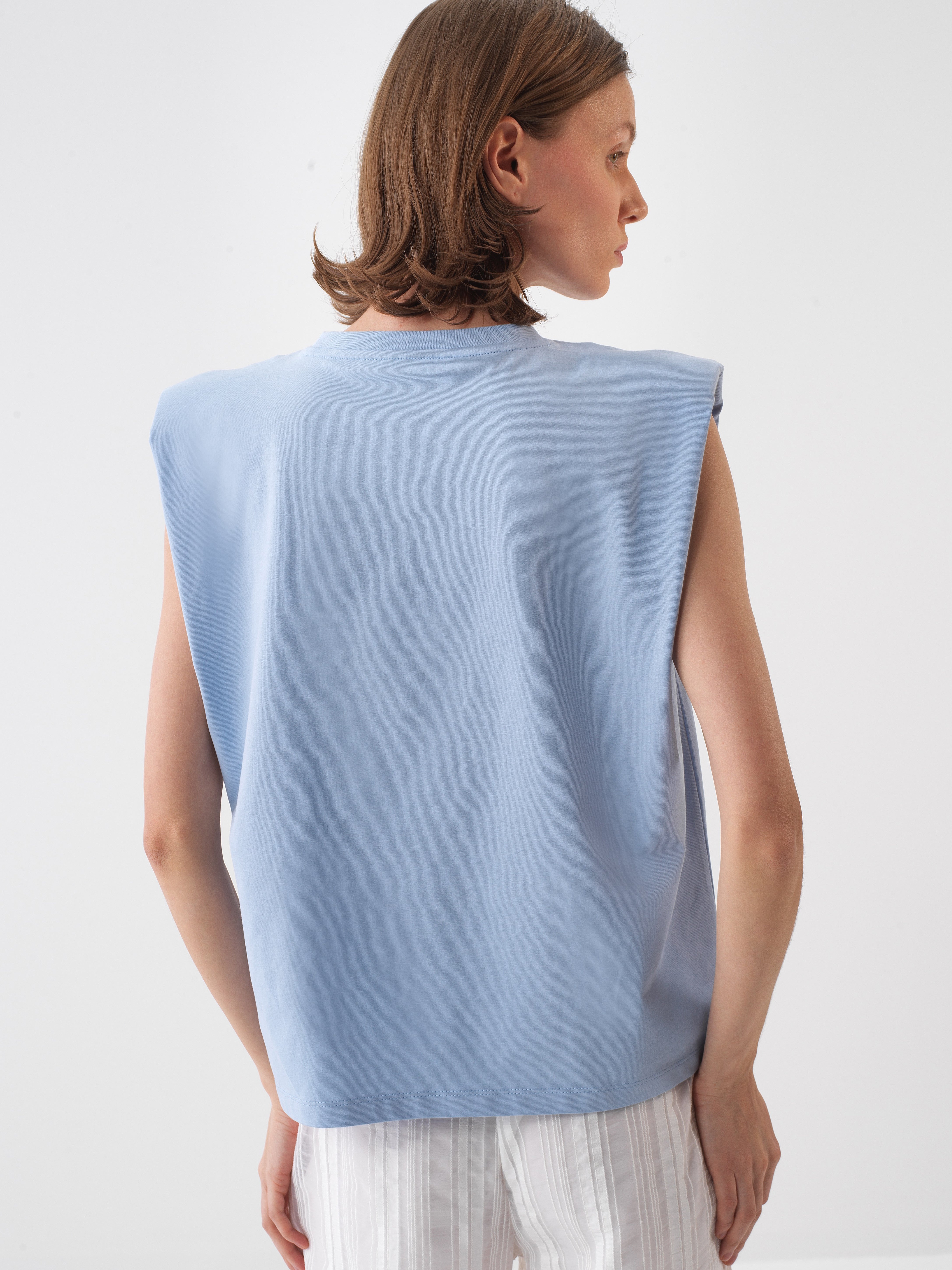 Xint Blue Cotton T-shirt With Simple Design