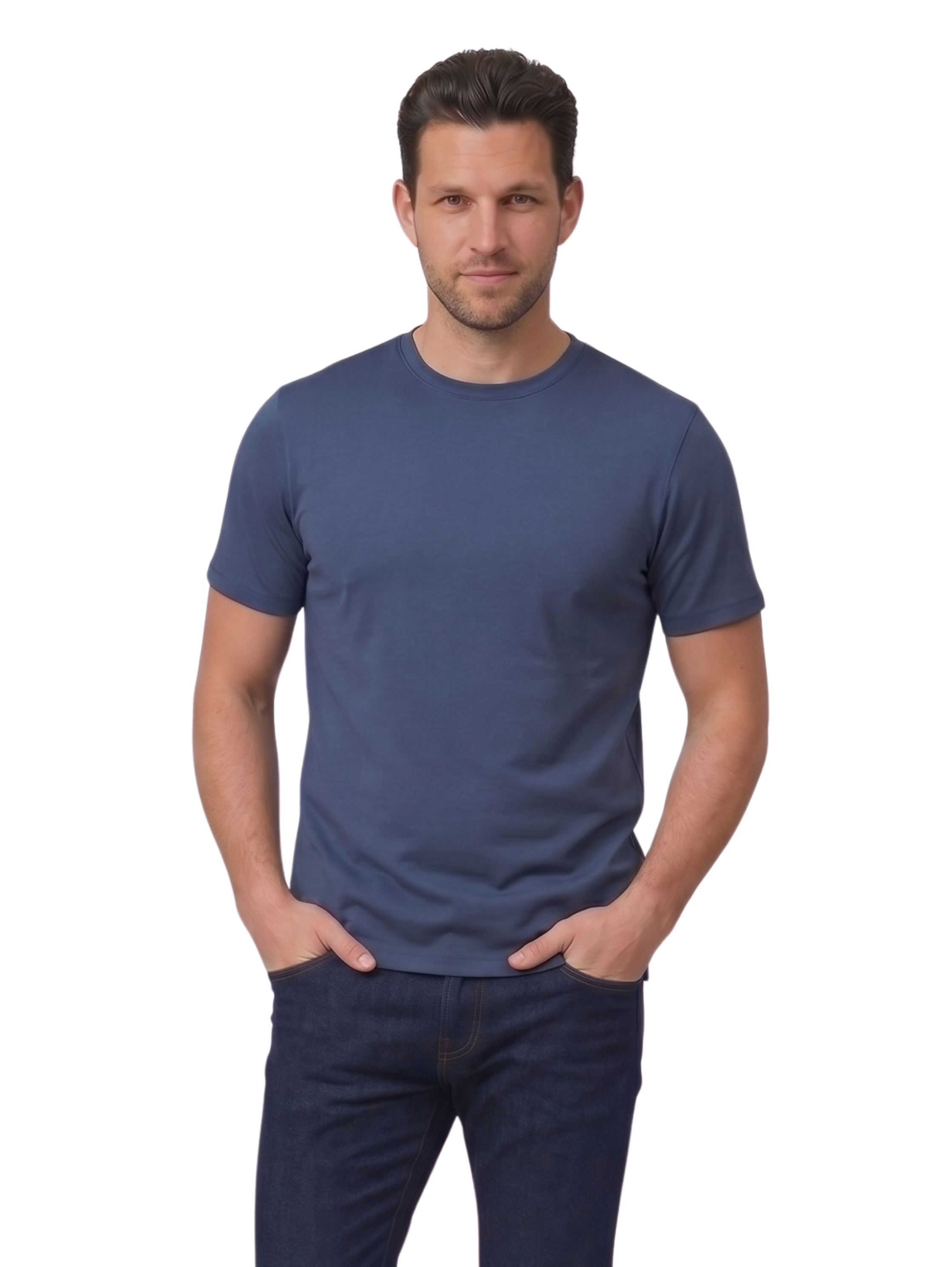 Round Neck Plain Indigo T-shirt