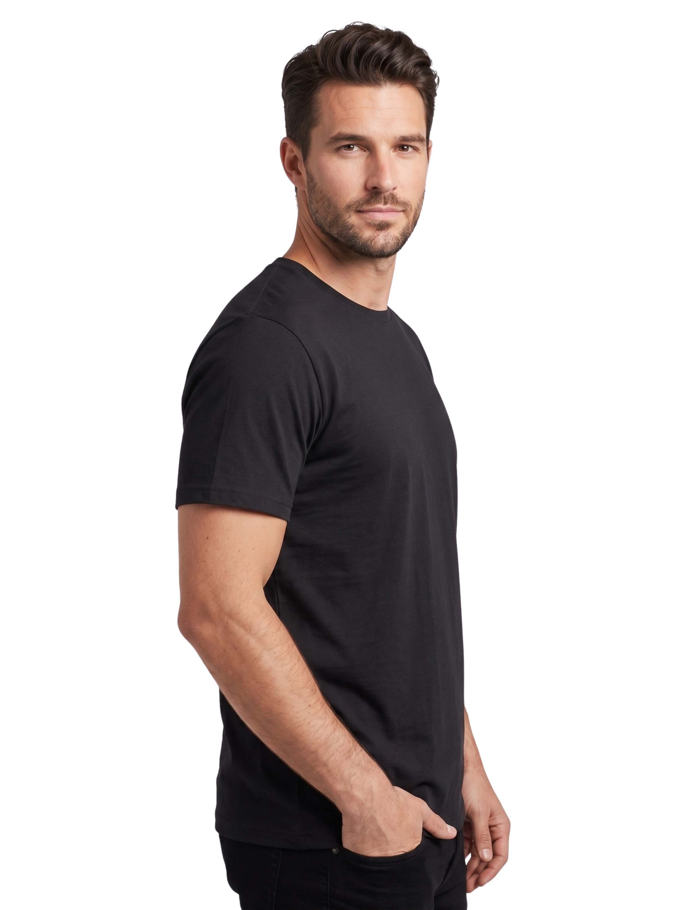 Round Neck Plain Black T-shirt