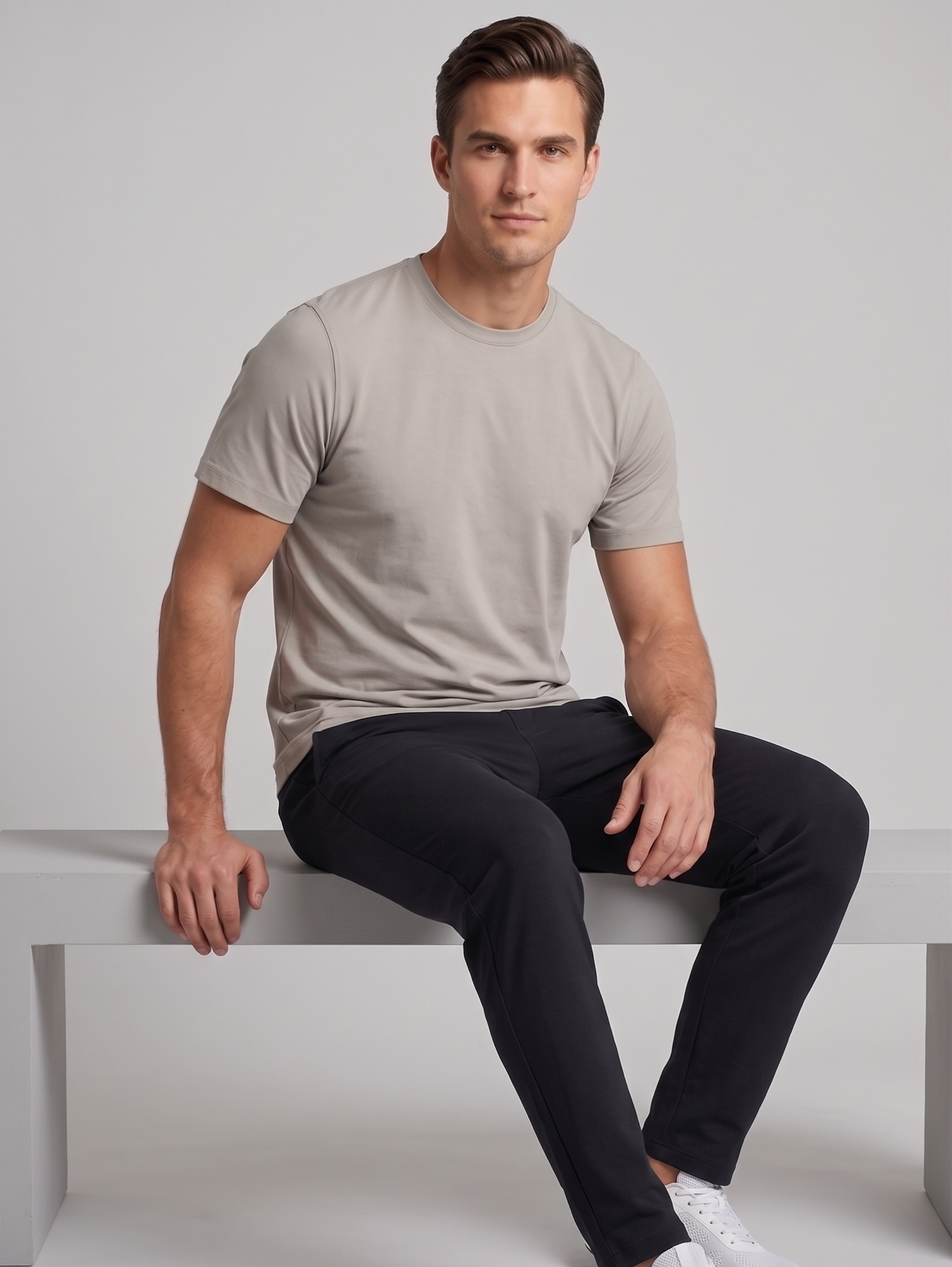 Round Neck Plain Grey T-shirt