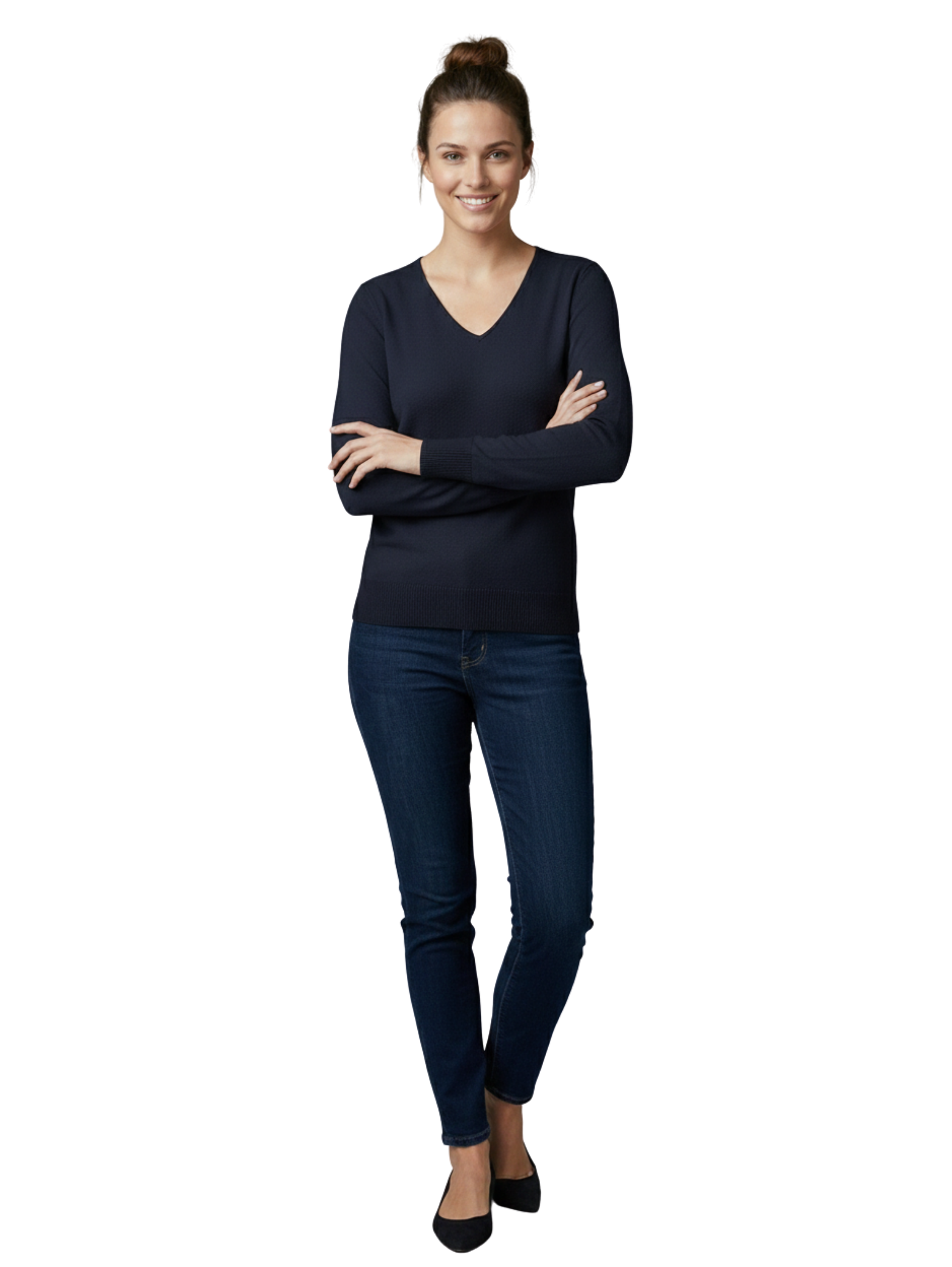 Navy Long Sleeve V-Neck Sweater