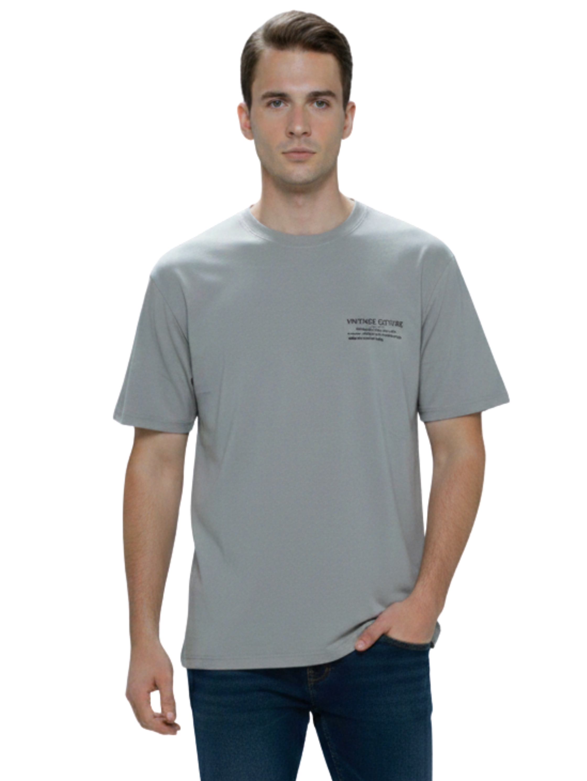 Round Neck Cotton Grey T-Shirt
