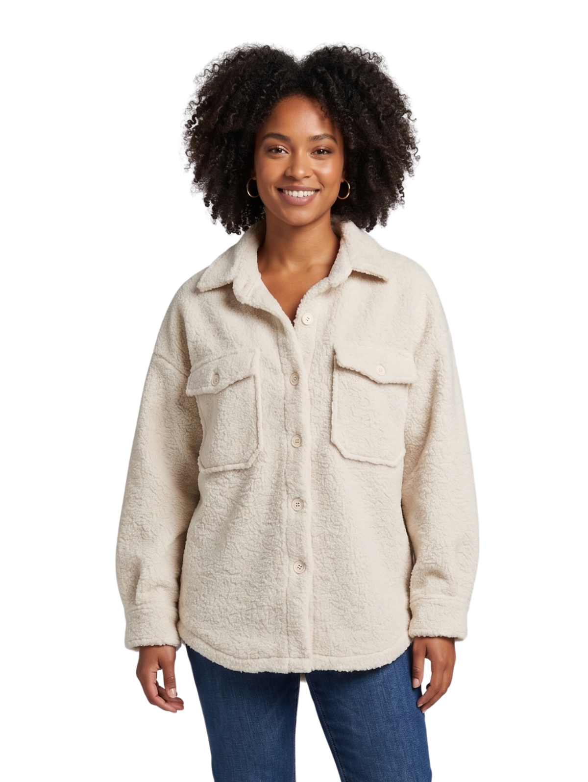 Beige Long Sleeved Shirt Jacket