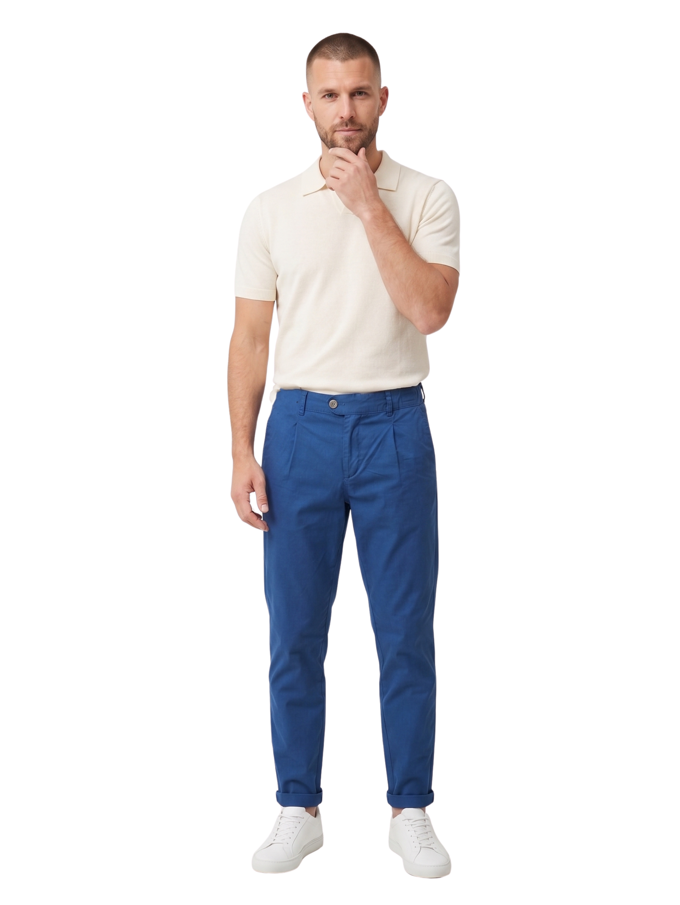 Blue Chino-Style Jogger Pants