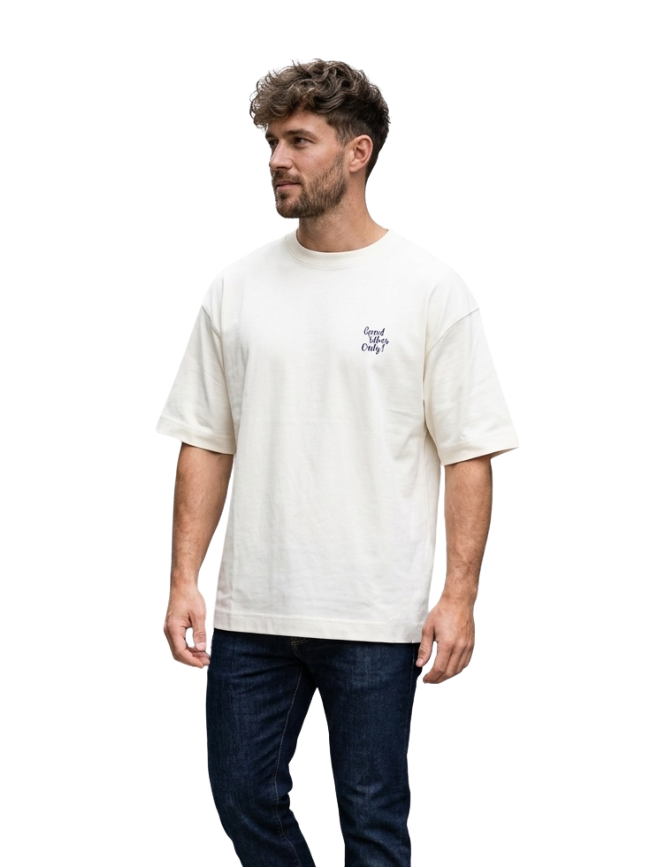 Oversized Milky T-Shirt With Back Design