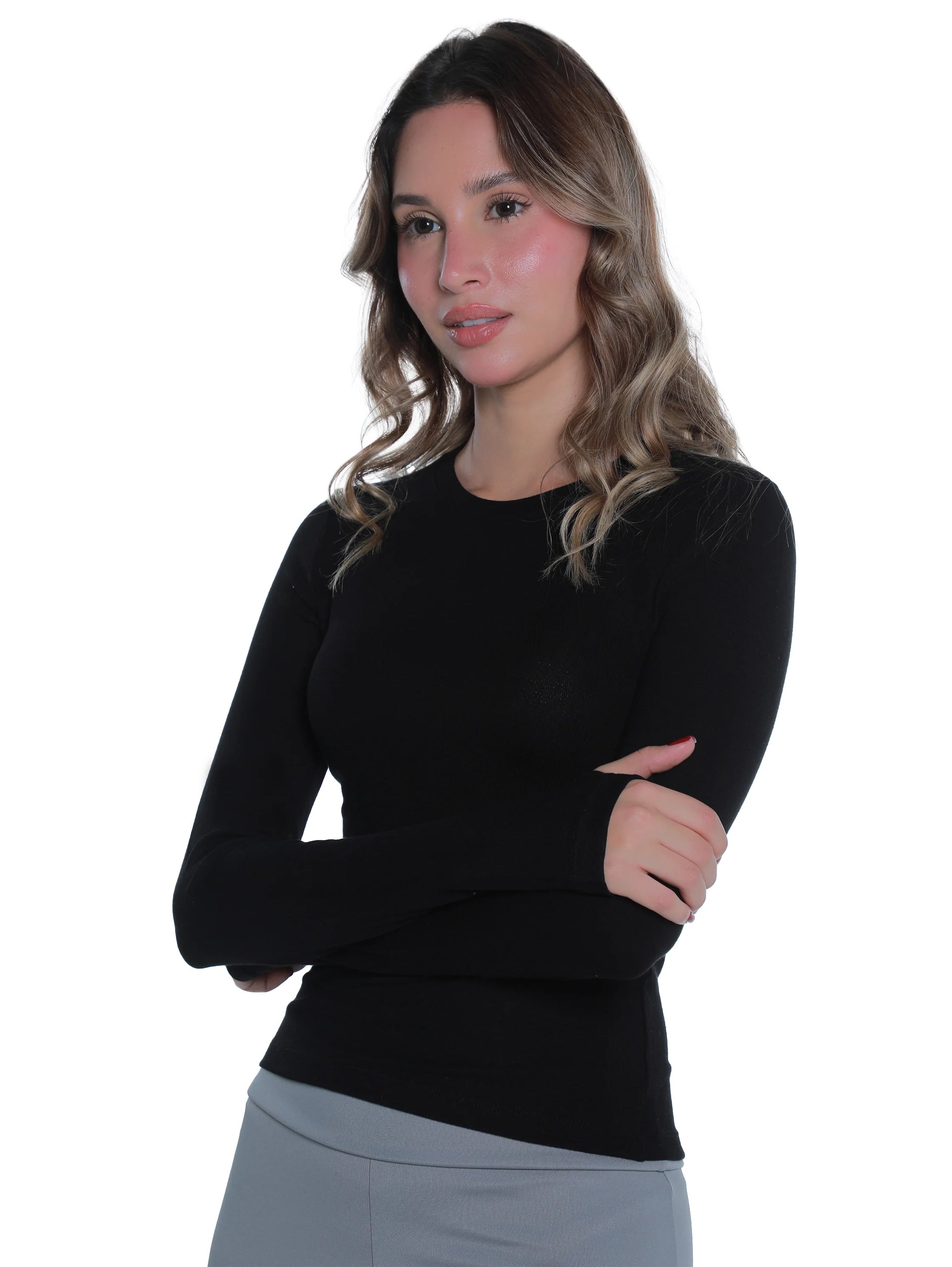 Cotton Black Top With Open Attached Finger