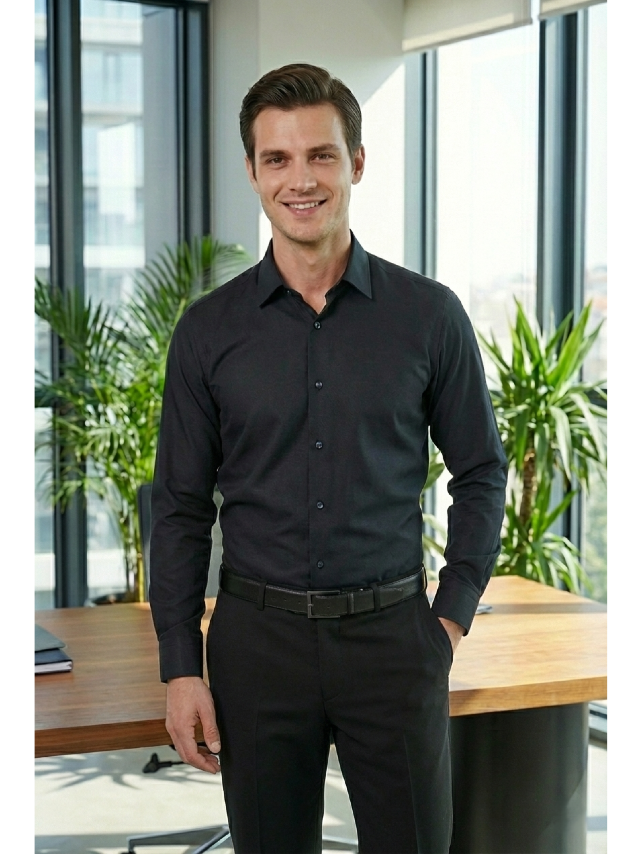 Black Classic Buttoned Shirt