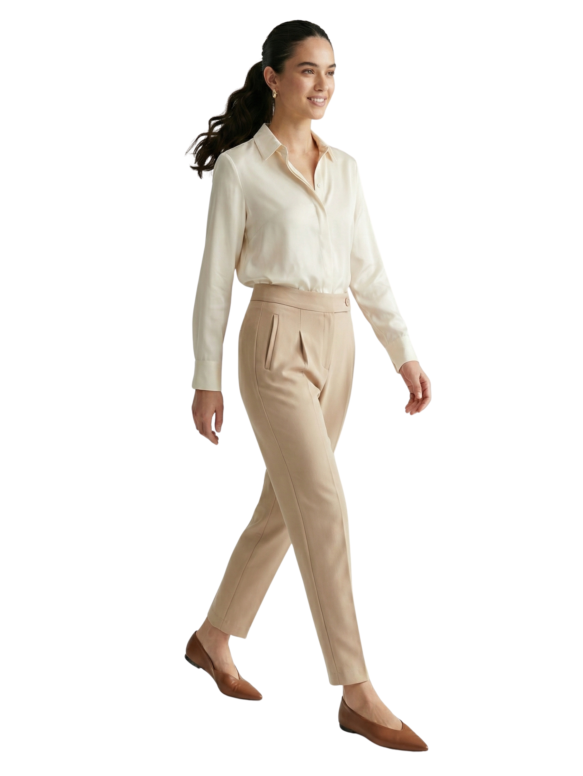 Classy Beige Pant With Side Button To Close