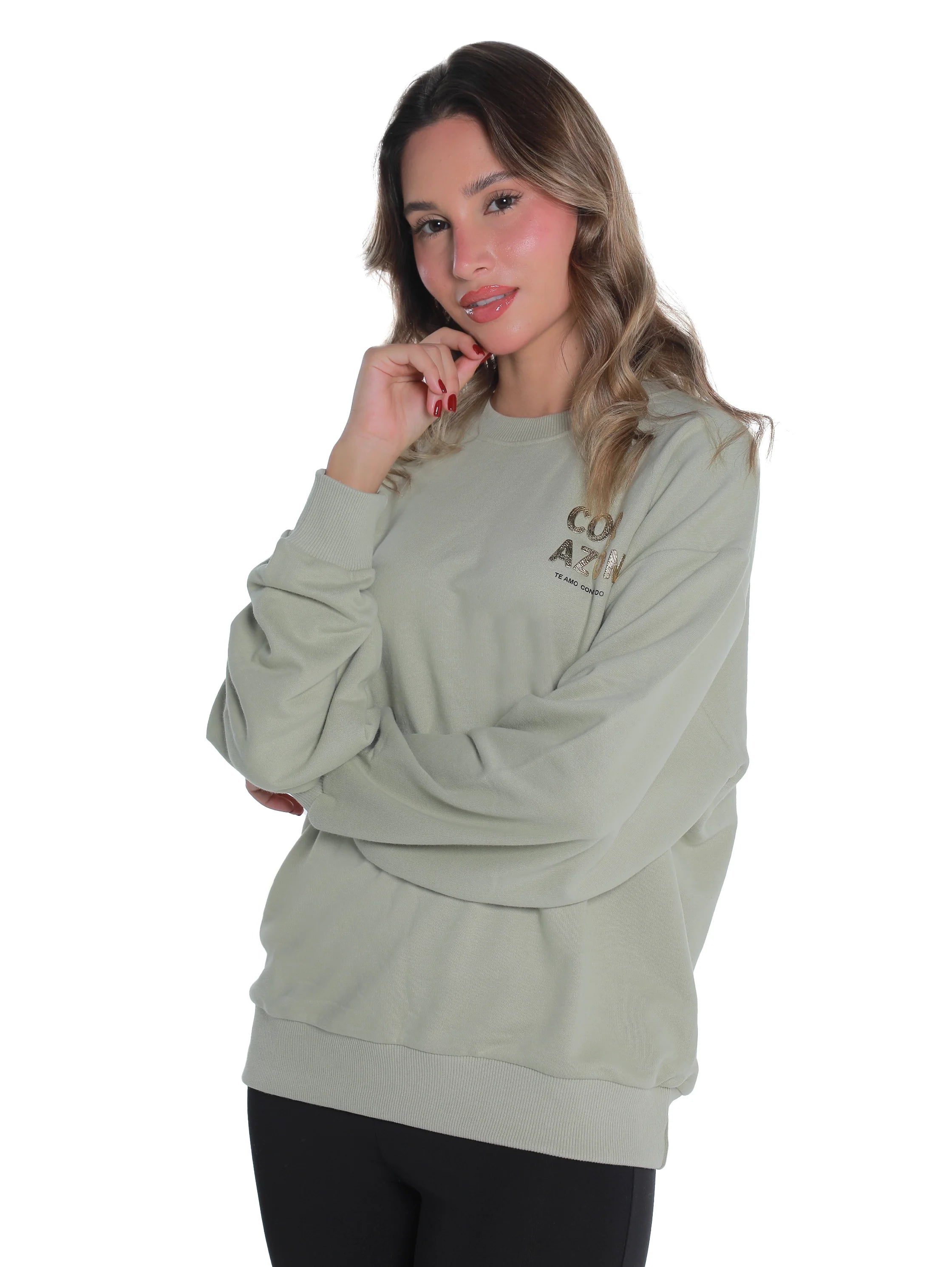 Mint Long Sleeved Sweater With Cozy Front Design