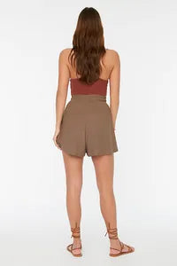Trendyol Beige Regular Waist Wrap Knitted Short