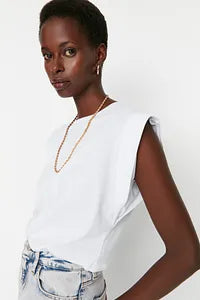 Trendyol Captain Style Cotton White T-shirt