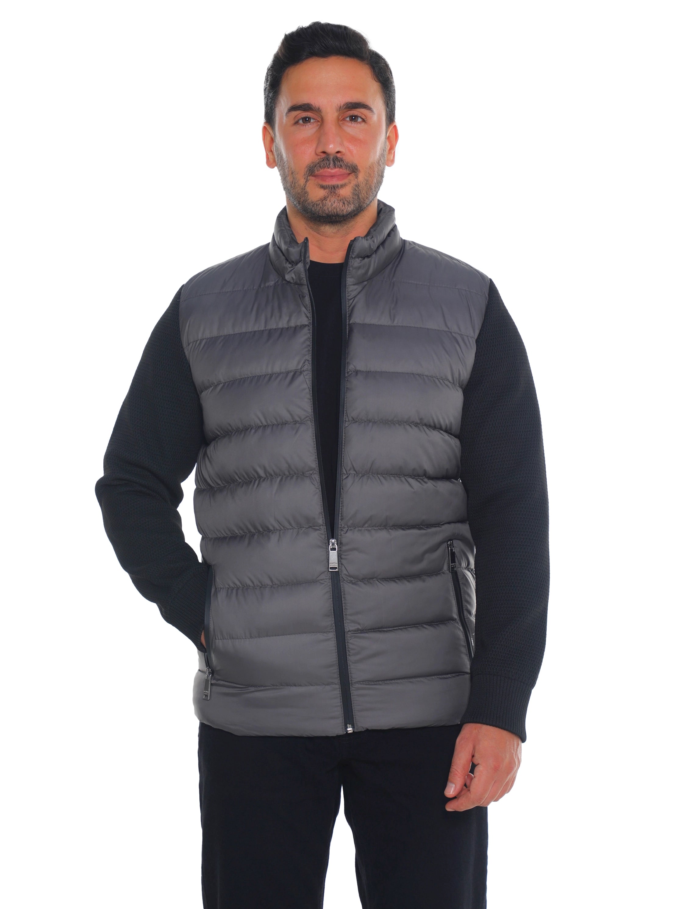Grey Quilted Front Puffer Jacket
