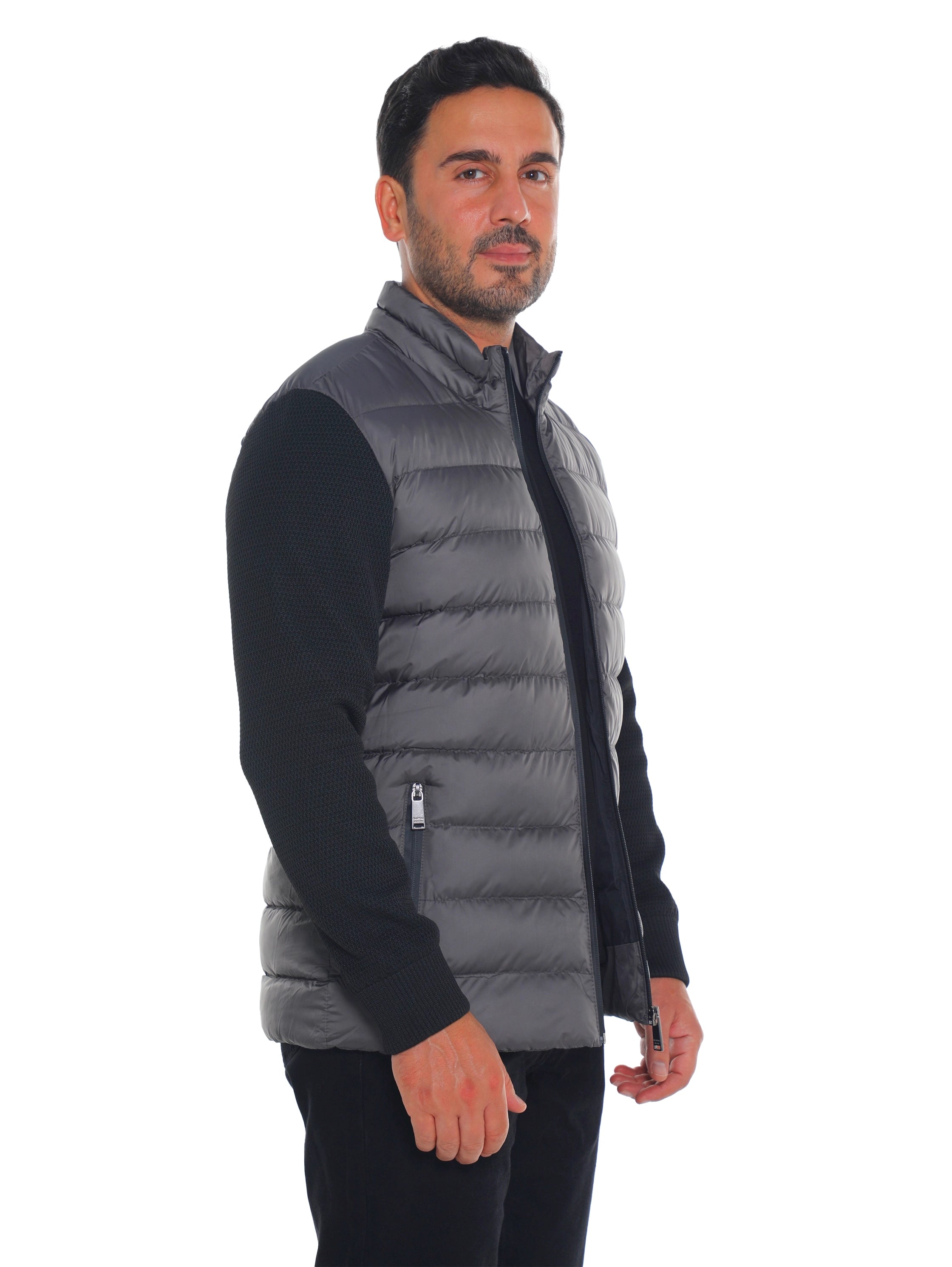 Grey Quilted Front Puffer Jacket