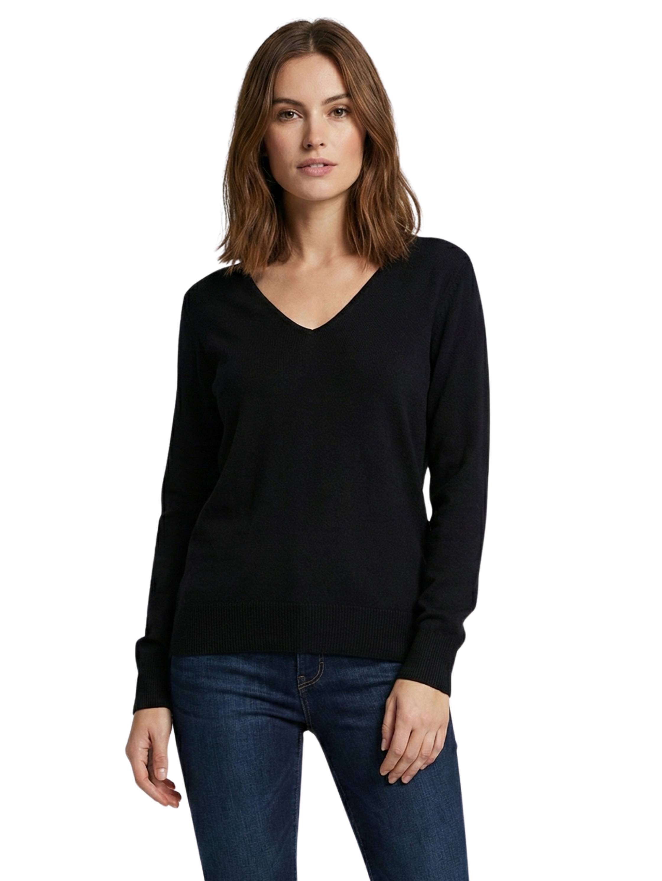 Black Long Sleeve V-Neck Sweater