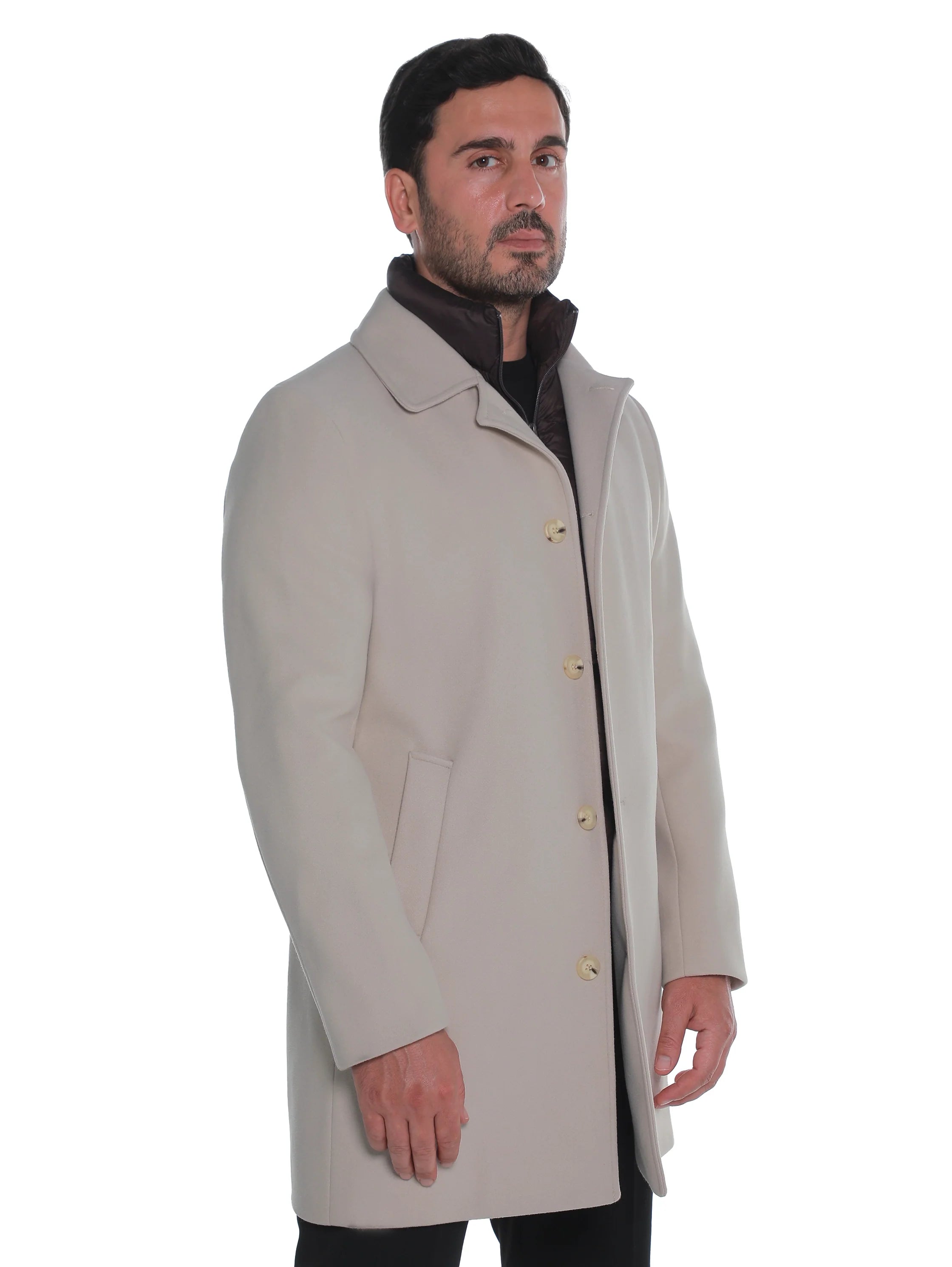 Beige Casual Coat with Double Layer