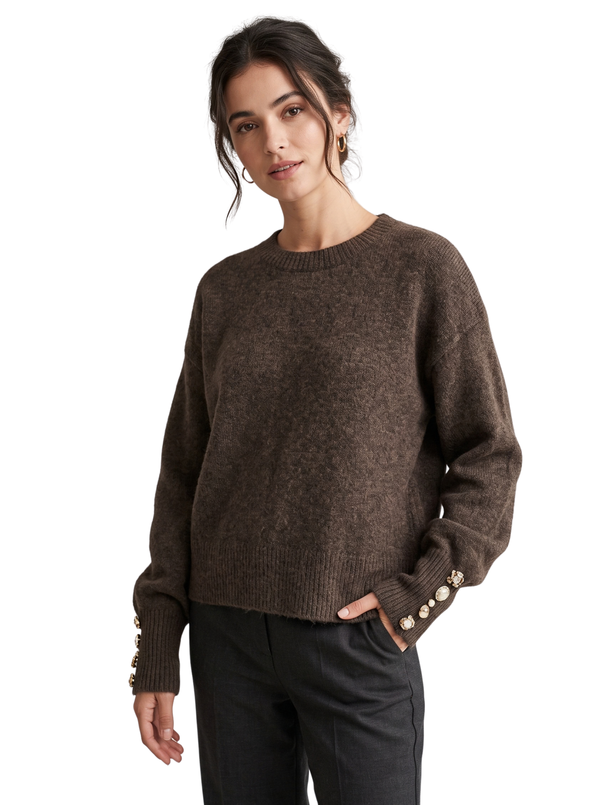 Brown Relaxed Fit Pullover